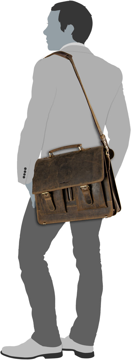 Greenburry Vintage Sattelbraun Aktentasche – Silhouettenansicht