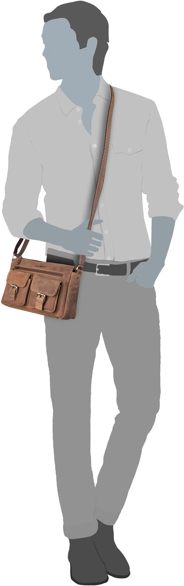 Greenburry Vintage 1769 Pocketbag Sattelbraun Crossbody Bag – Silhouettenansicht