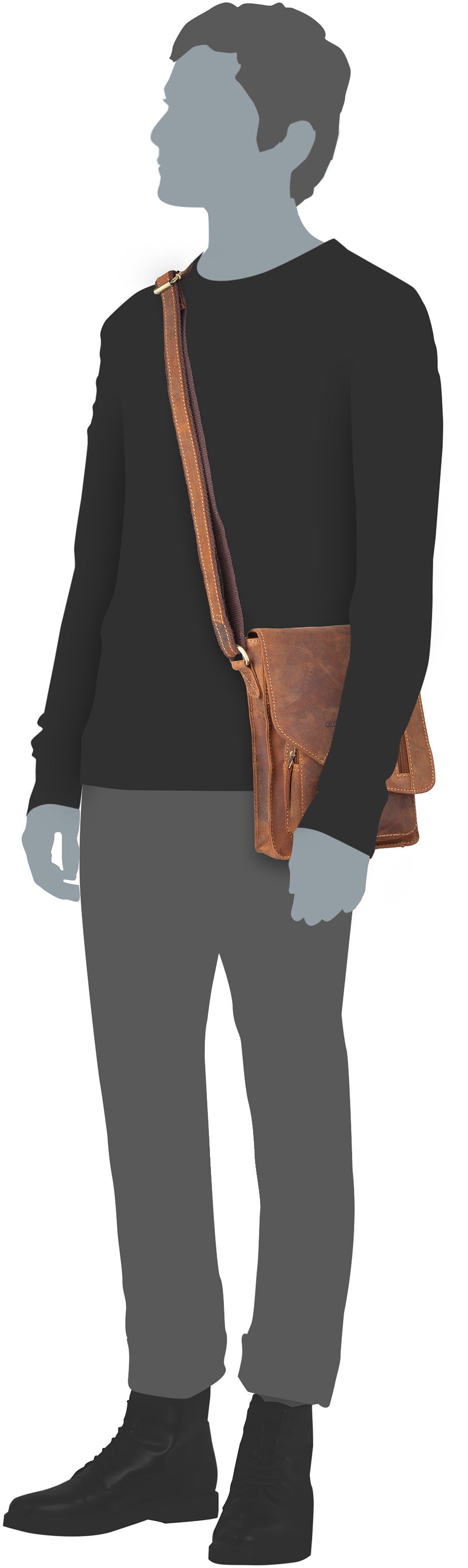 Greenburry Vintage 1712 Brown Crossbody Bag – Silhouettenansicht