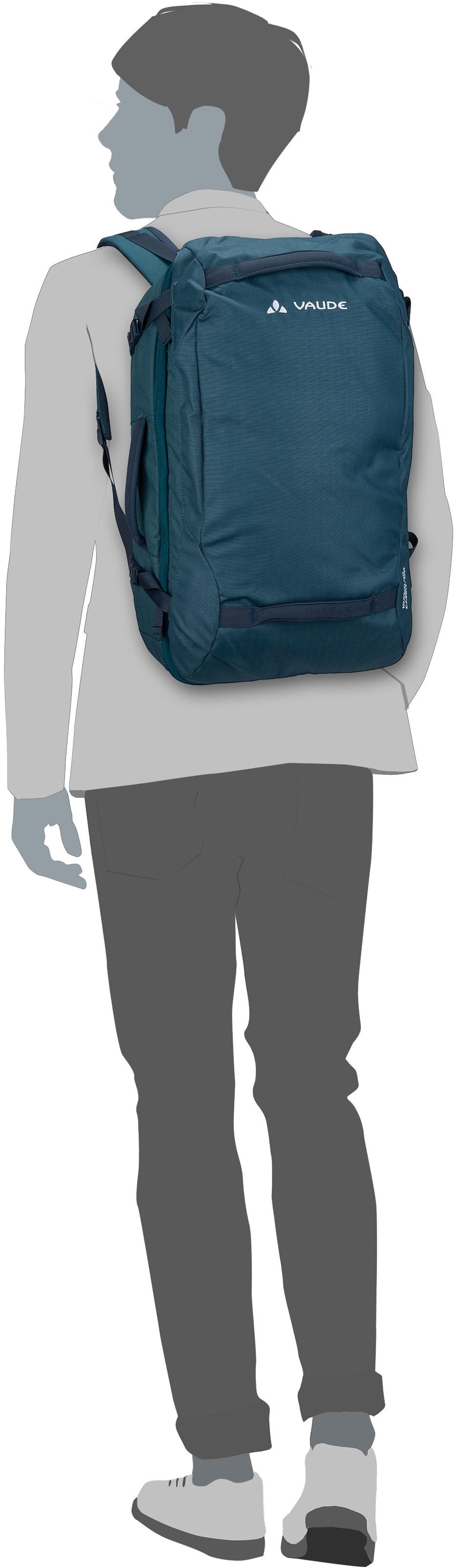Vaude Mundo Carry-On 38 Black Reiserucksack – Silhouettenansicht