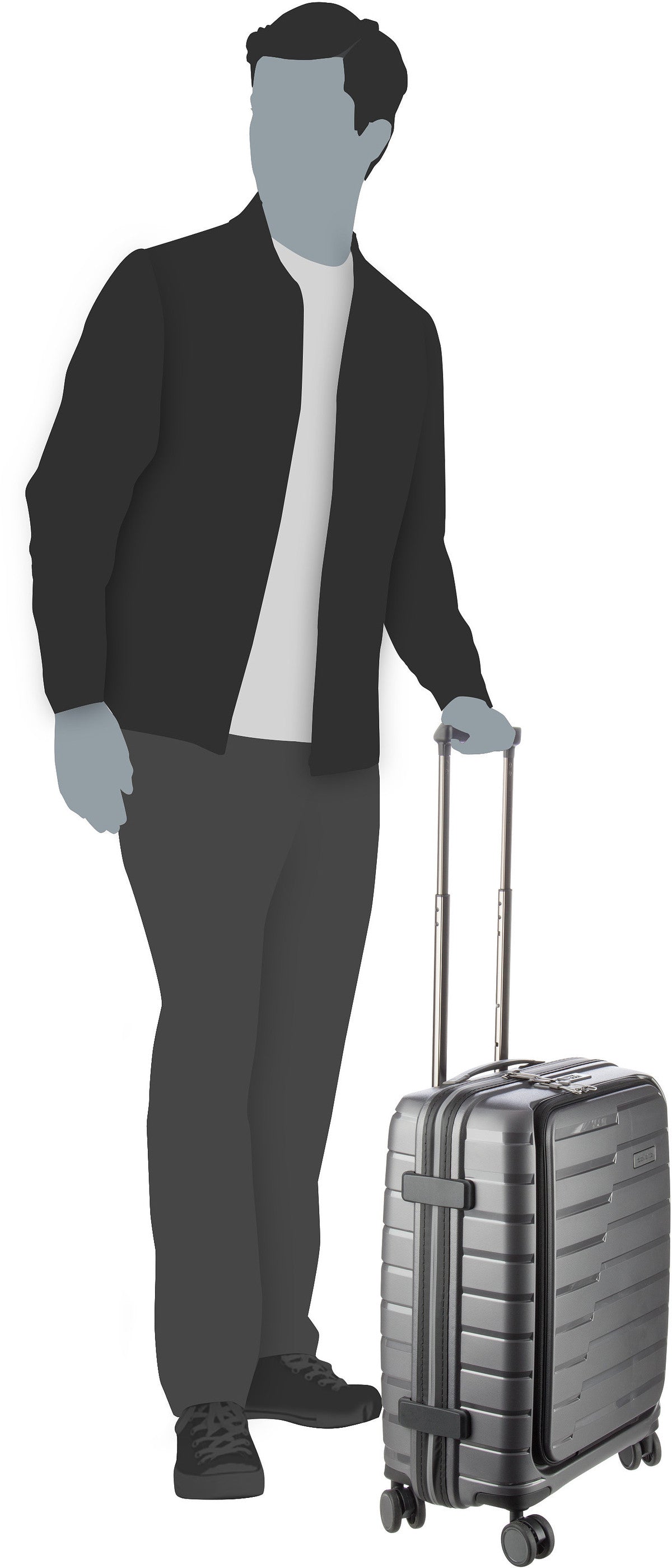travelite Air Base 4-Rad Trolley S Vortasche Champagner Koffer – Silhouettenansicht