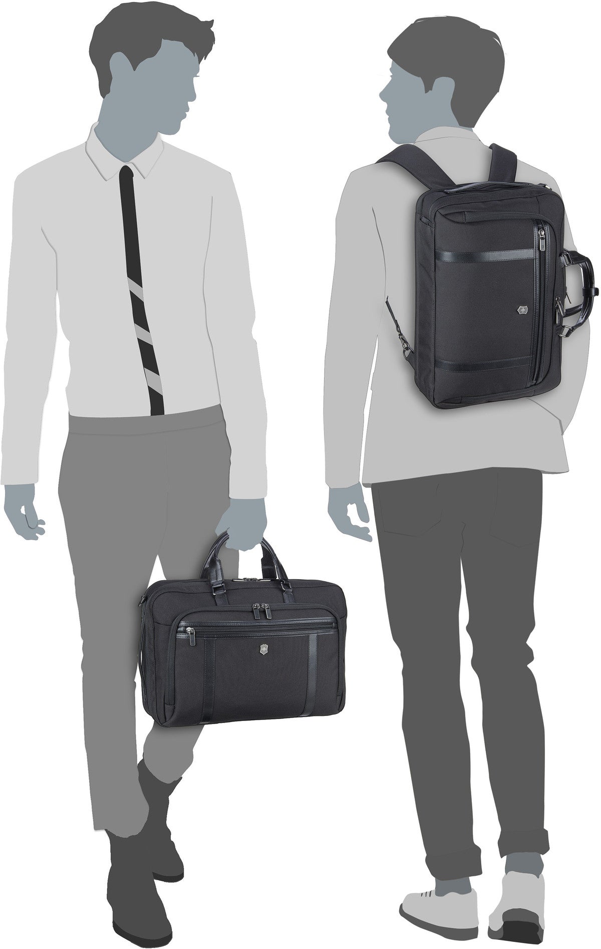 Victorinox Werks Professional Cordura 2-Way Carry Black Rucksack – Silhouettenansicht