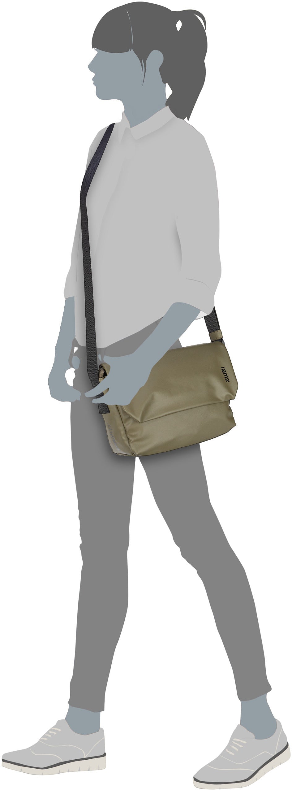 zwei Cargo CA60 Metallic-Blue Messenger Bag – Silhouettenansicht