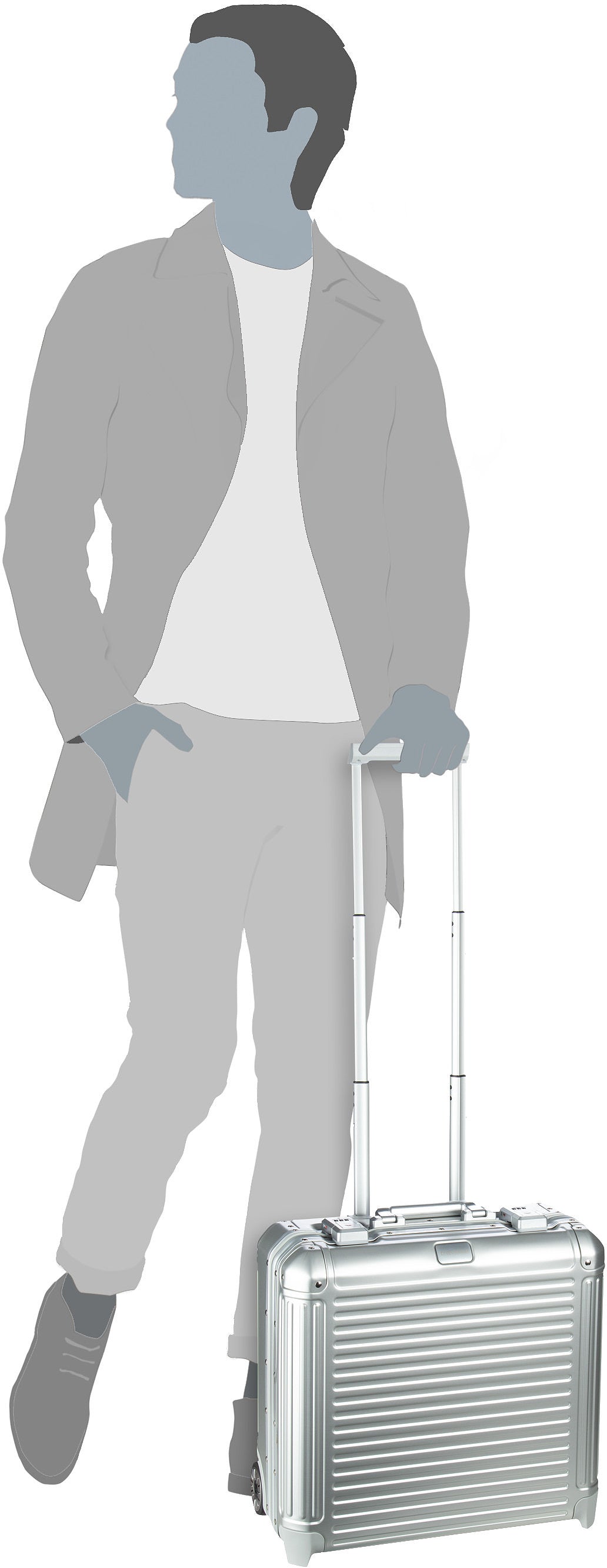 travelite Next Business Trolley Silber Pilotenkoffer – Silhouettenansicht
