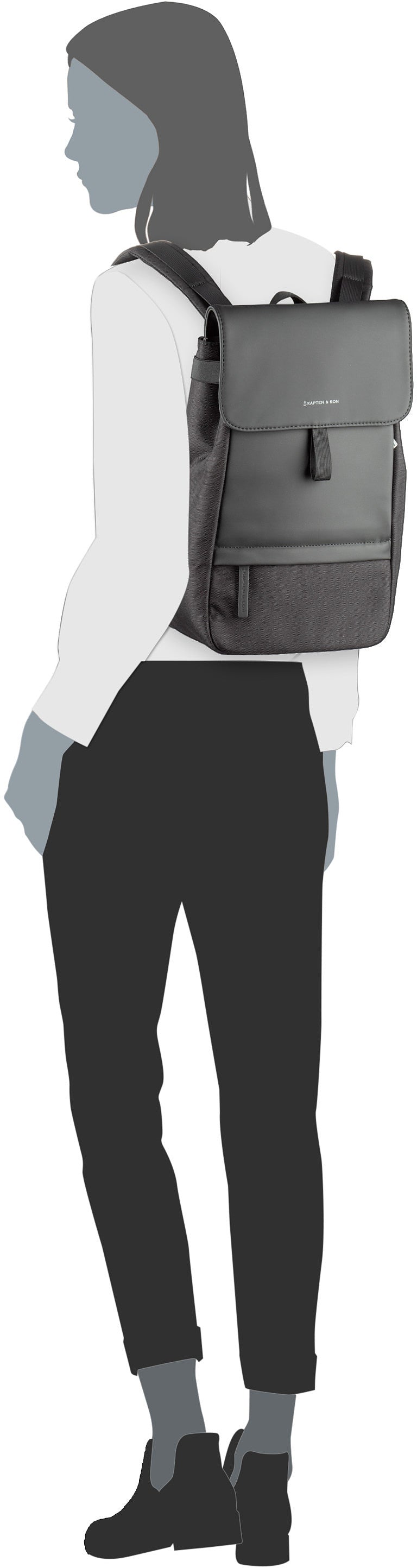 Kapten & Son Fyn Small Sandstone Rucksack – Silhouettenansicht