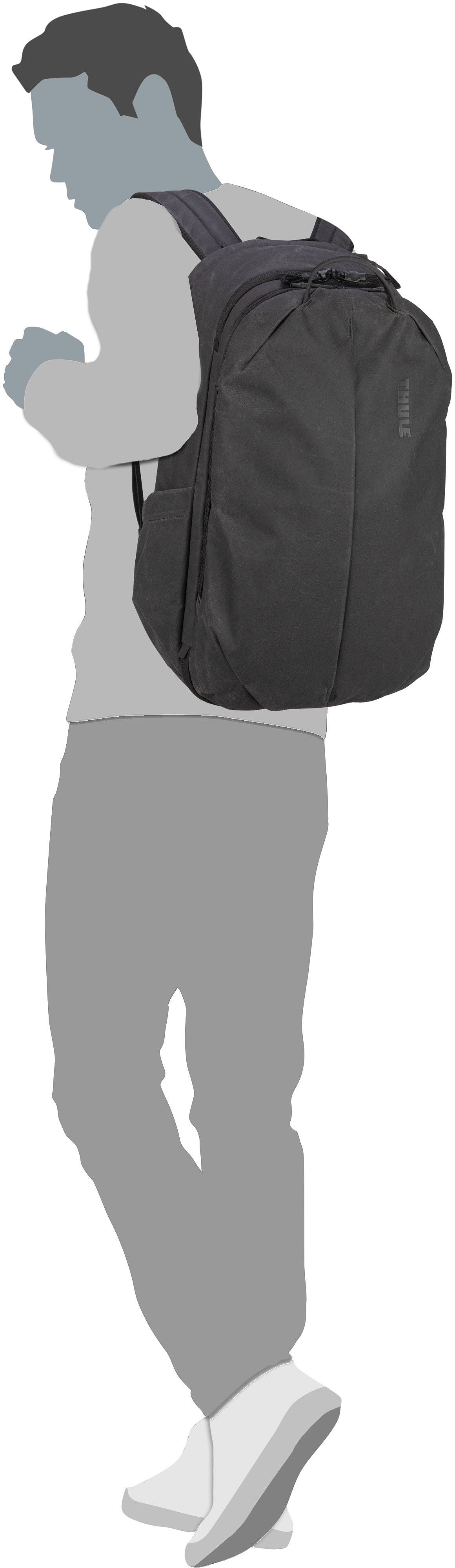 Thule Aion 40L + Reiserucksack – Silhouettenansicht