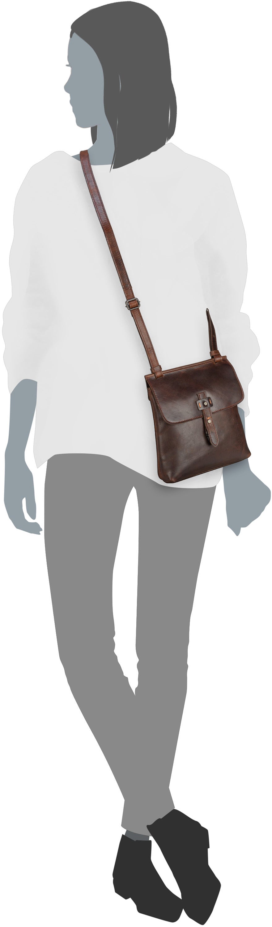 Harold's Aberdeen Handbag upend M Schwarz Crossbody Bag – Silhouettenansicht