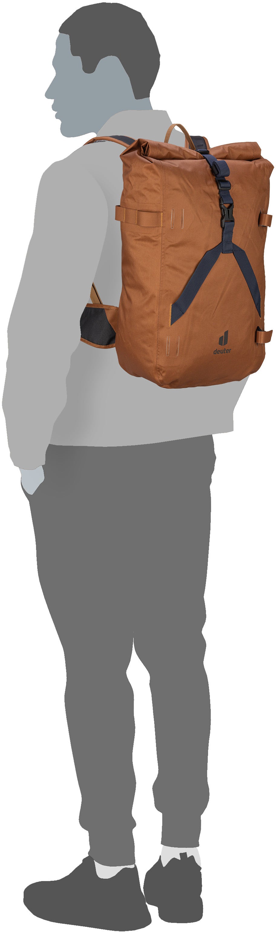 Deuter Amager 25+5 Graphite Rolltop Rucksack – Silhouettenansicht