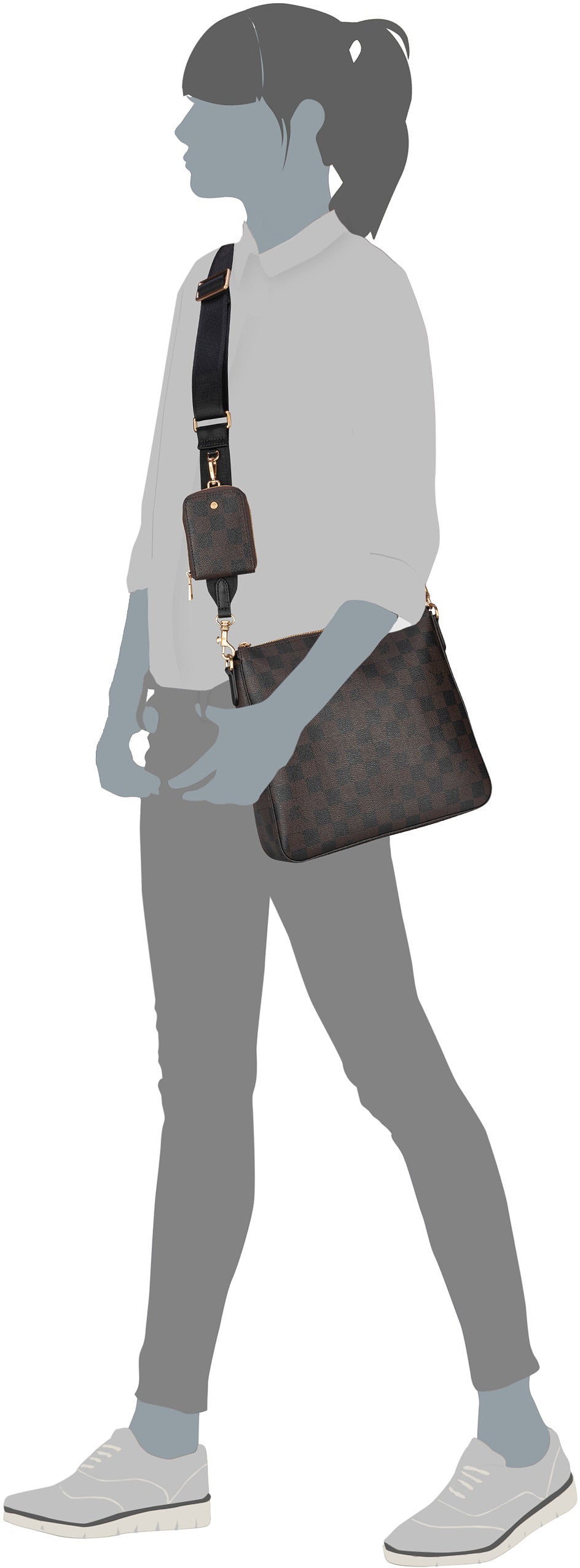 Joop Cortina Piazza Jasmina MVZ Seal Brown Beuteltasche – Silhouettenansicht