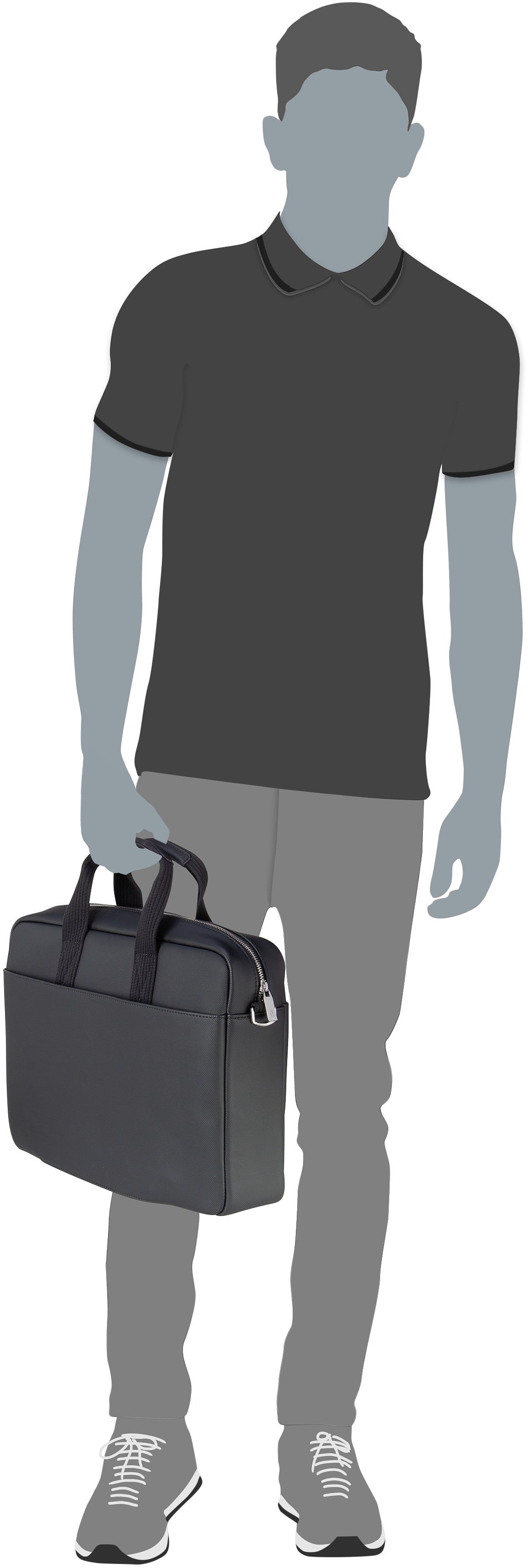 Lacoste Men`s Classic Computer Bag 4429 Noir Aktentasche – Silhouettenansicht