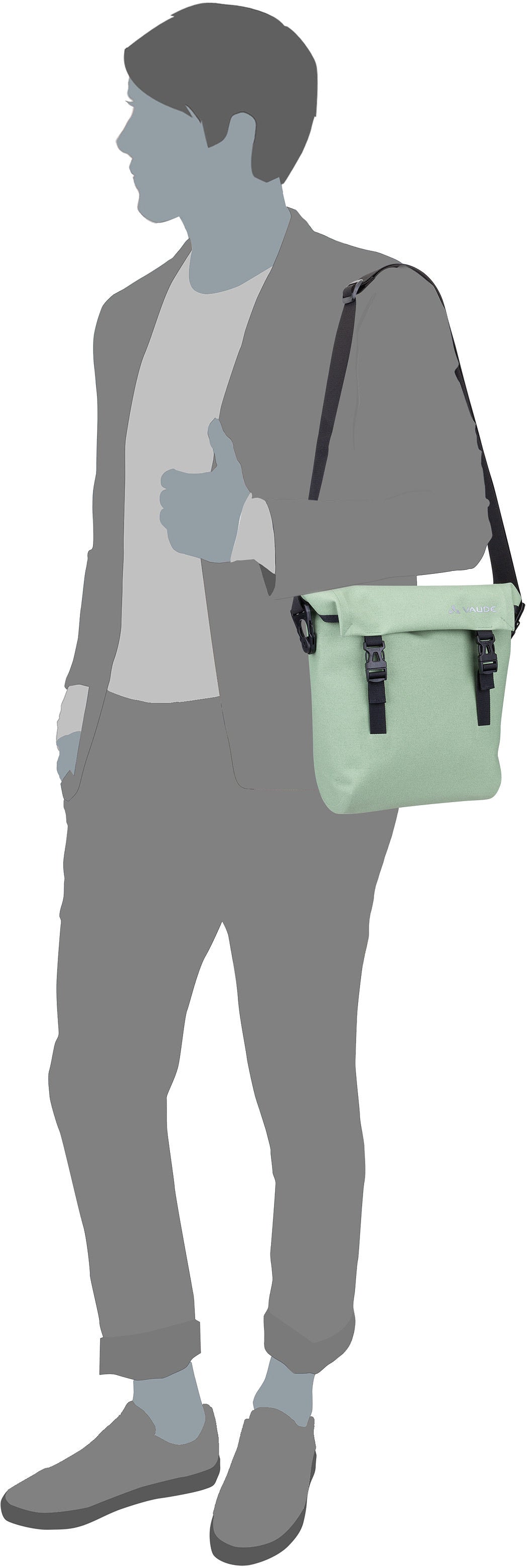 Vaude Augsburg IV S Willow Green Lenkertasche – Silhouettenansicht