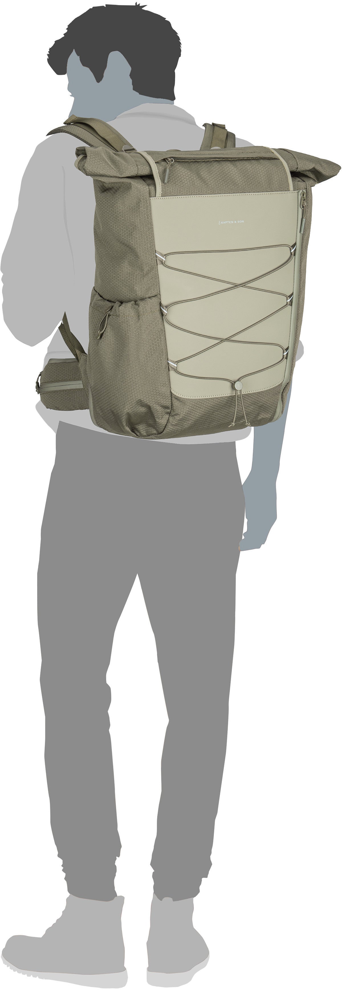 Kapten & Son Banff All Black Rolltop Rucksack – Silhouettenansicht