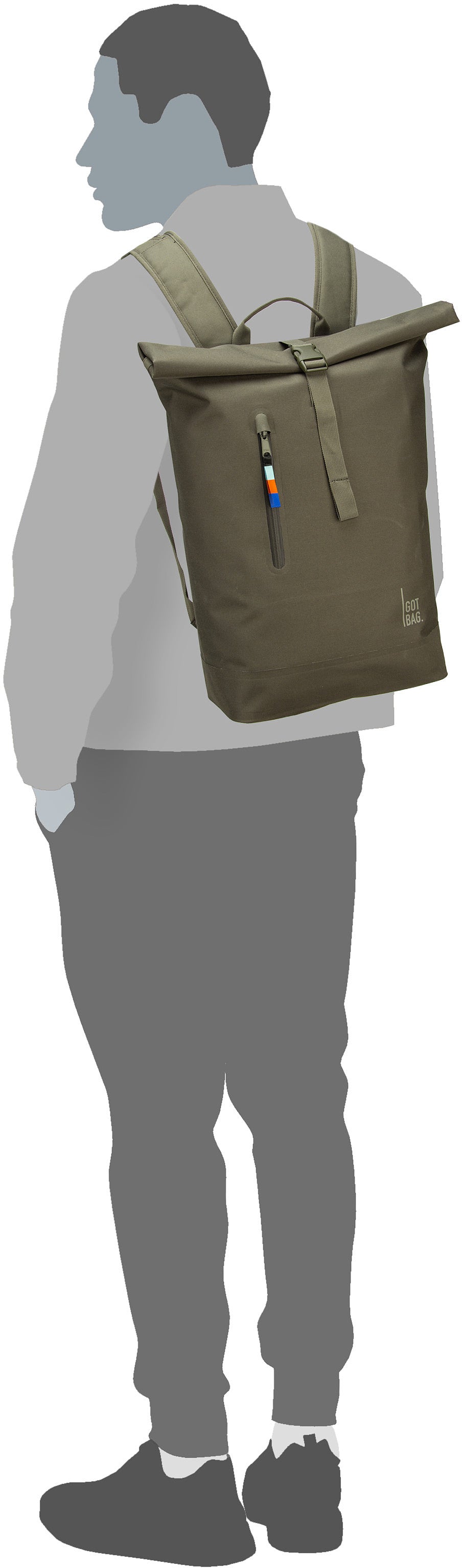 GOT BAG Rolltop Lite 2.0 Algae Rolltop Rucksack – Silhouettenansicht