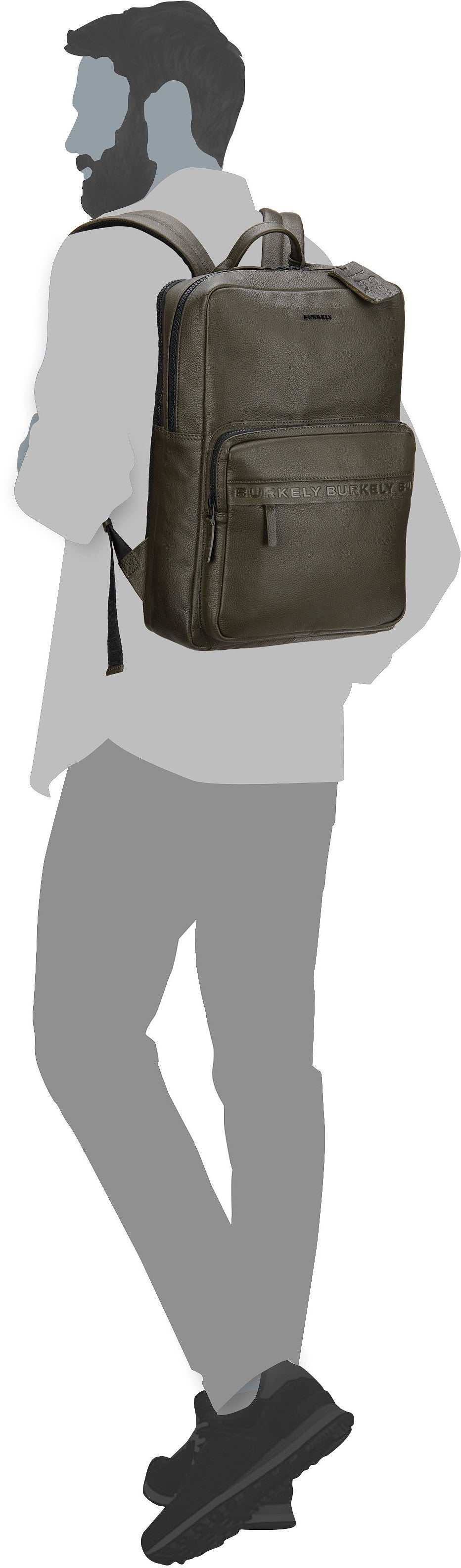 Burkely Minimal Mason 1000803 Green Rucksack – Silhouettenansicht