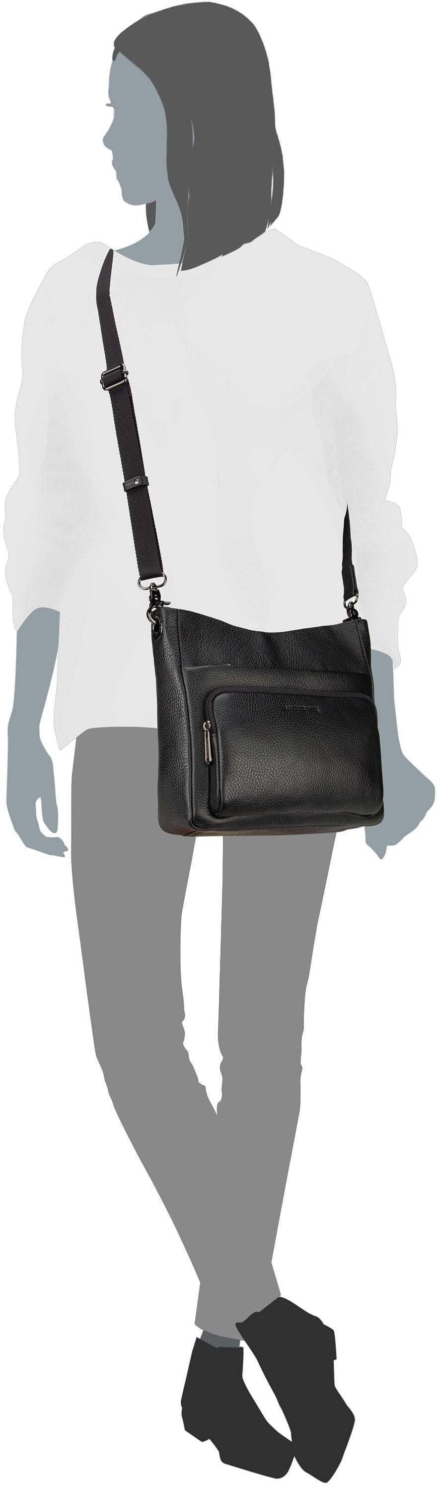 Mandarina Duck Mellow Leather FZT10 Nero Crossbody Bag – Silhouettenansicht