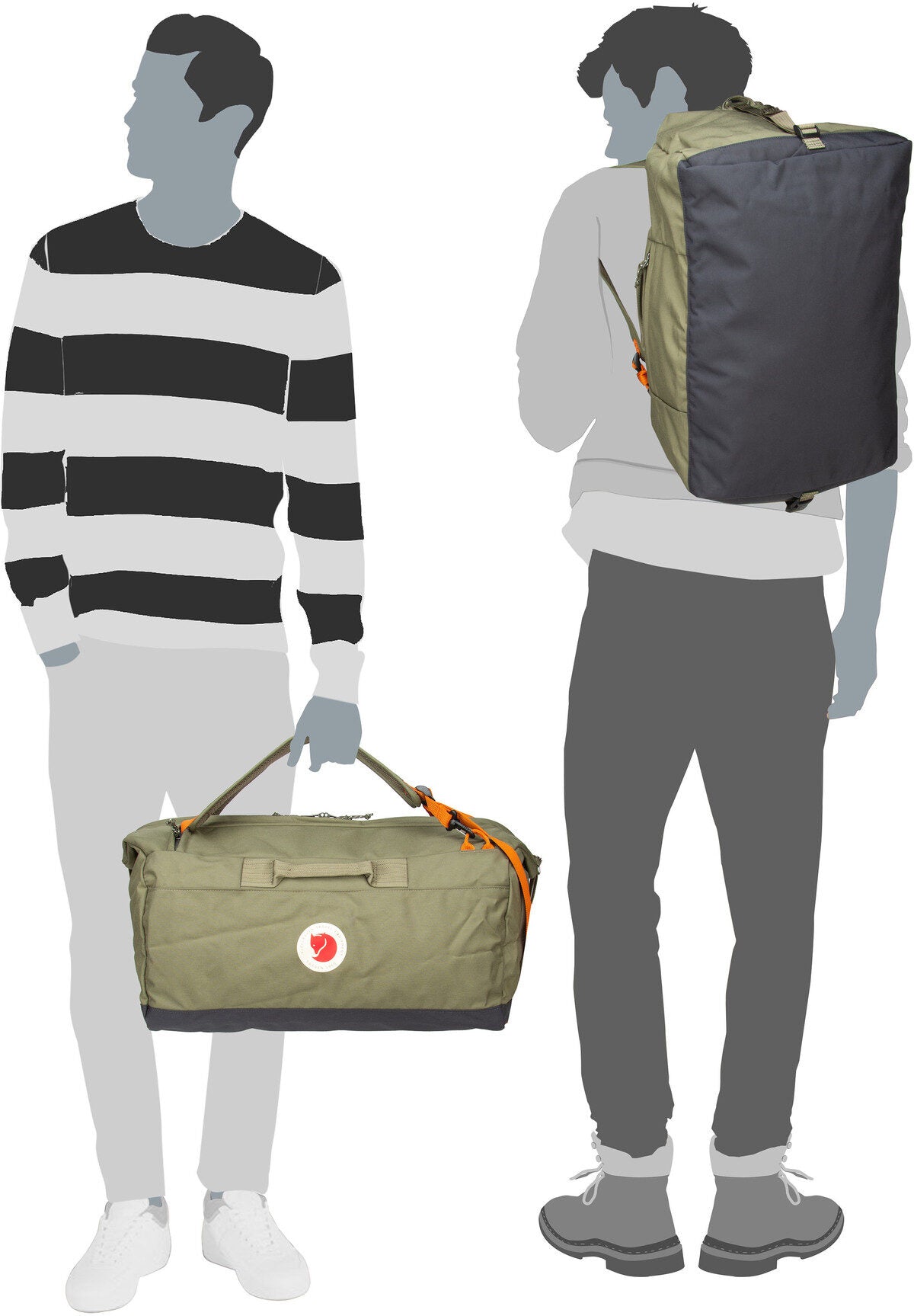 Fjällräven Färden Duffel 50 Green Dufflebag – Silhouettenansicht