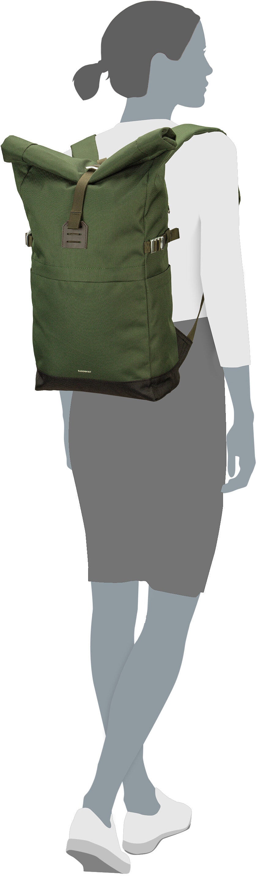Sandqvist Icon BP M Navy Rolltop Rucksack – Silhouettenansicht