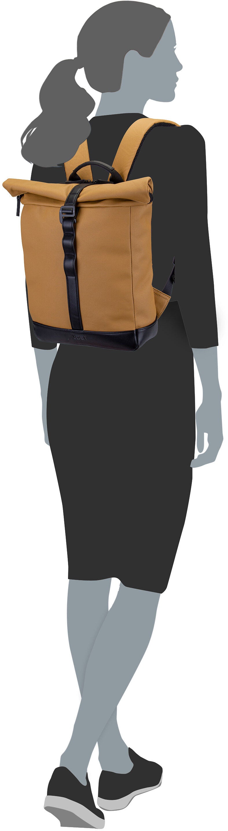 Jost Borgholm Courier S 5310 Schwarz Rolltop Rucksack – Silhouettenansicht