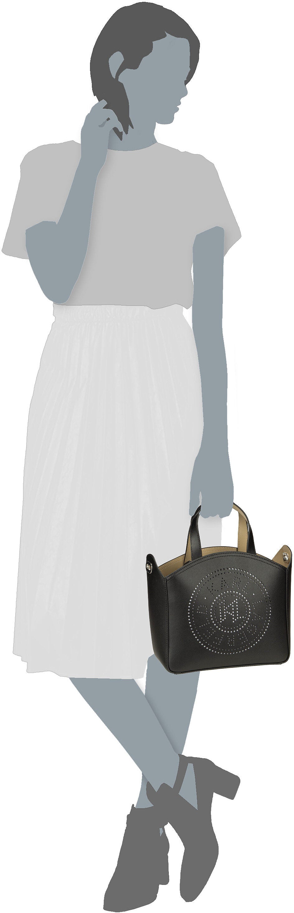 Karl Lagerfeld K/Circle SM Perforated Blue Bloom Tote Bag – Silhouettenansicht