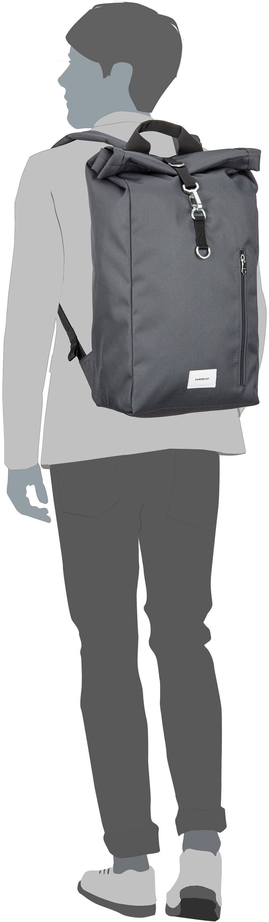 Sandqvist Ground L Navy Rucksack – Silhouettenansicht