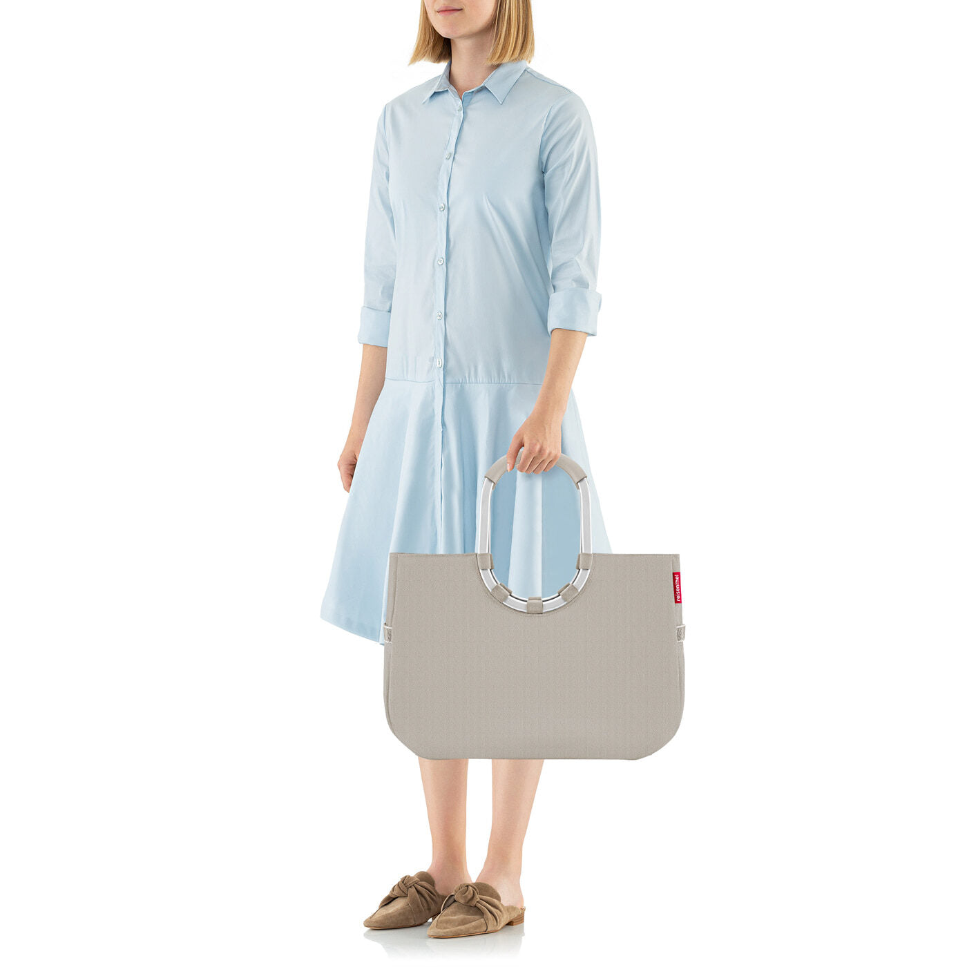 reisenthel loopshopper L Herringbone Sand Einkaufskorb – Silhouettenansicht