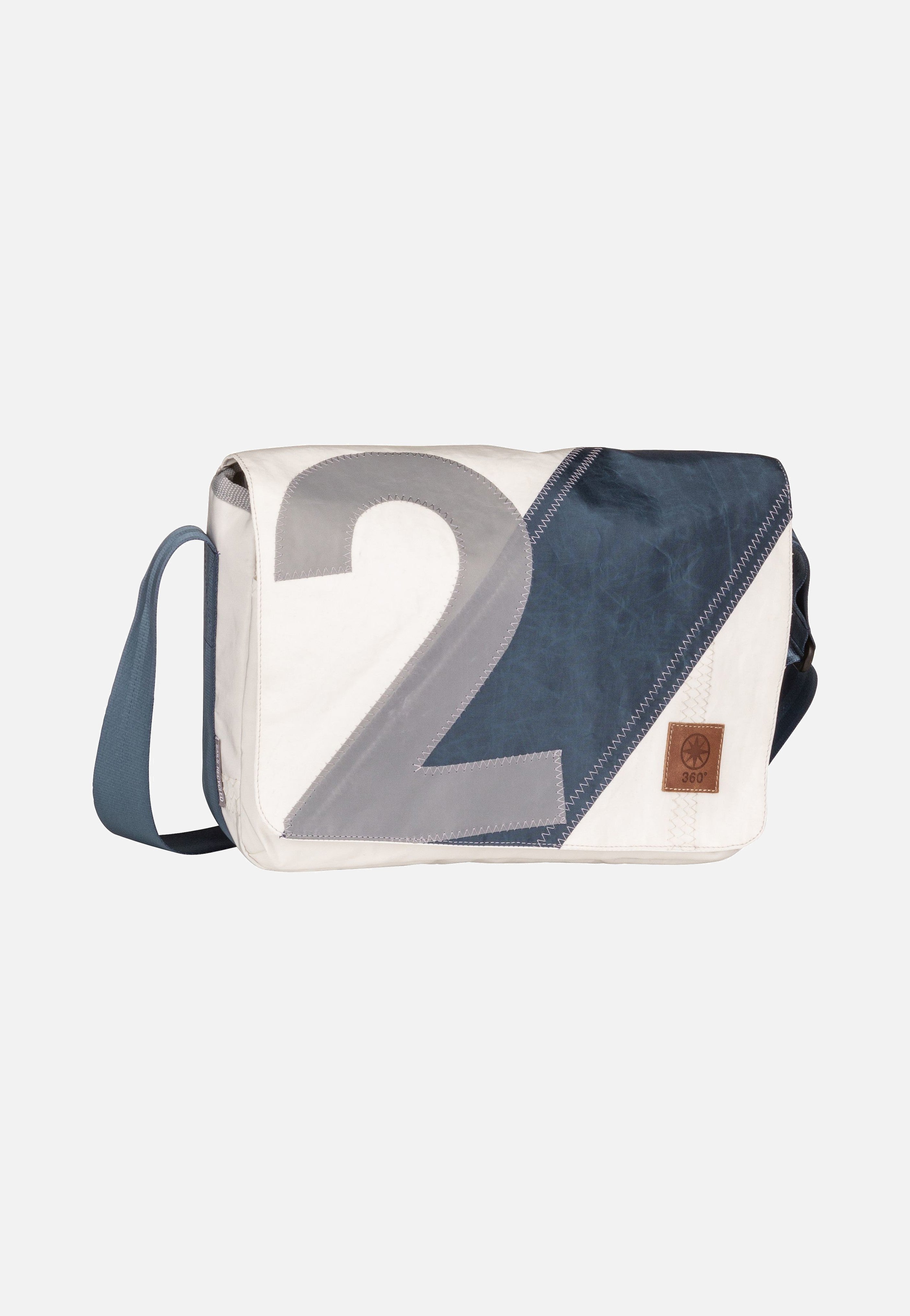 360Grad - Barkasse Mini Weiß/Streifen Blau/Zahl Grau - Messenger Bag | Neutral-Image