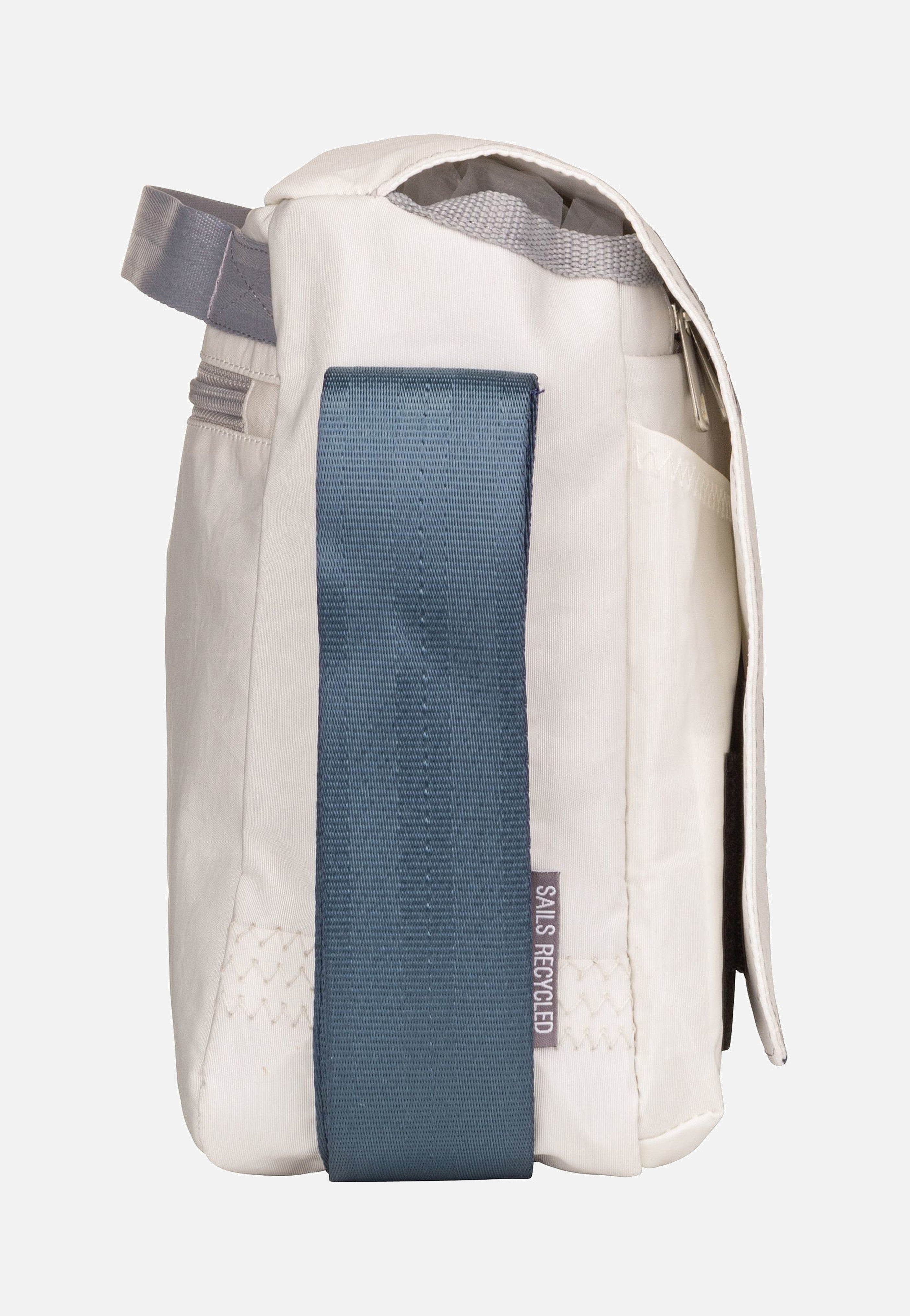 360Grad Barkasse Mini Weiß/Streifen Blau/Zahl Grau Messenger Bag