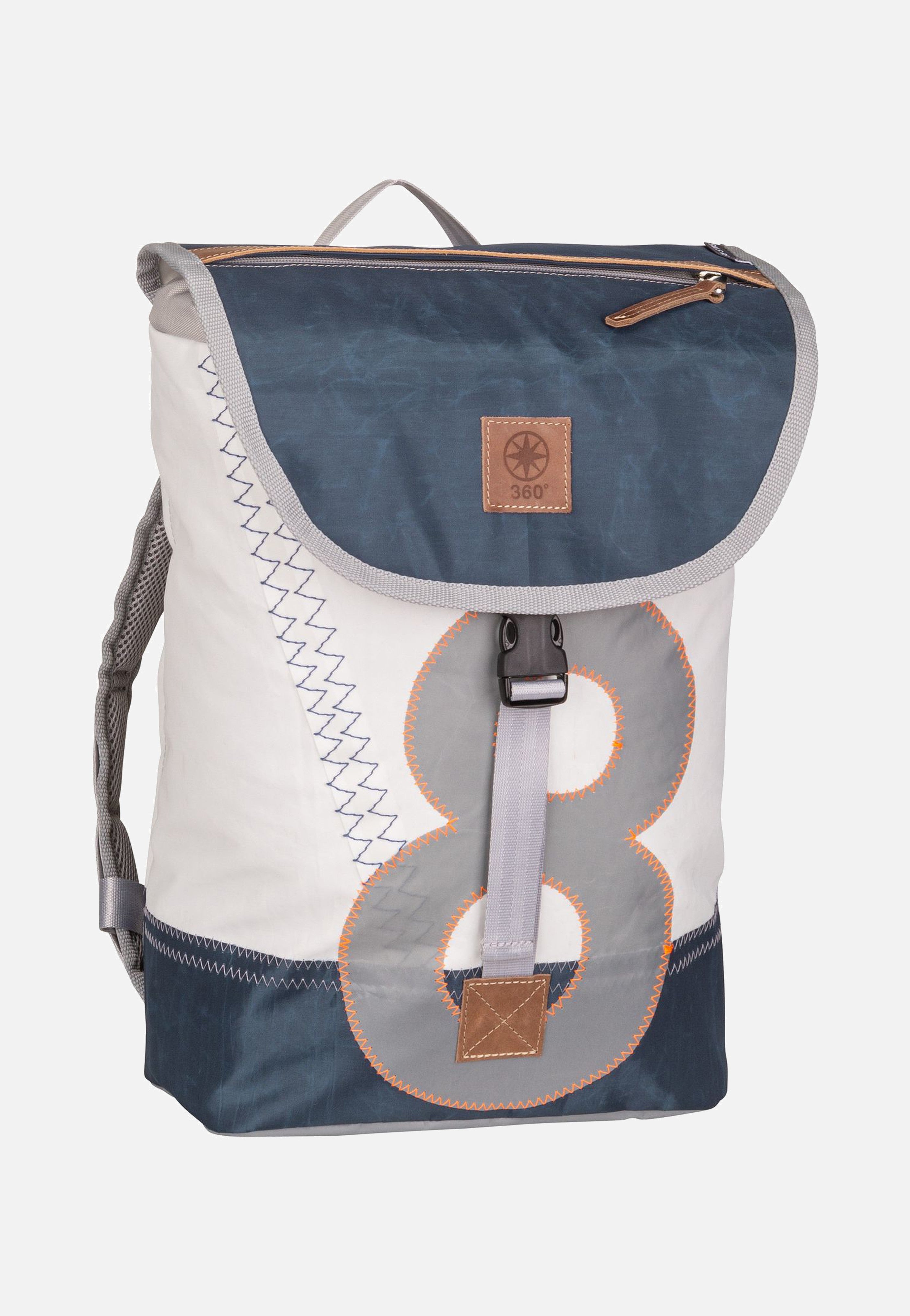 360Grad Landgang Mini Weiß/Balken Blau/Zahl Hellgrau Rucksack