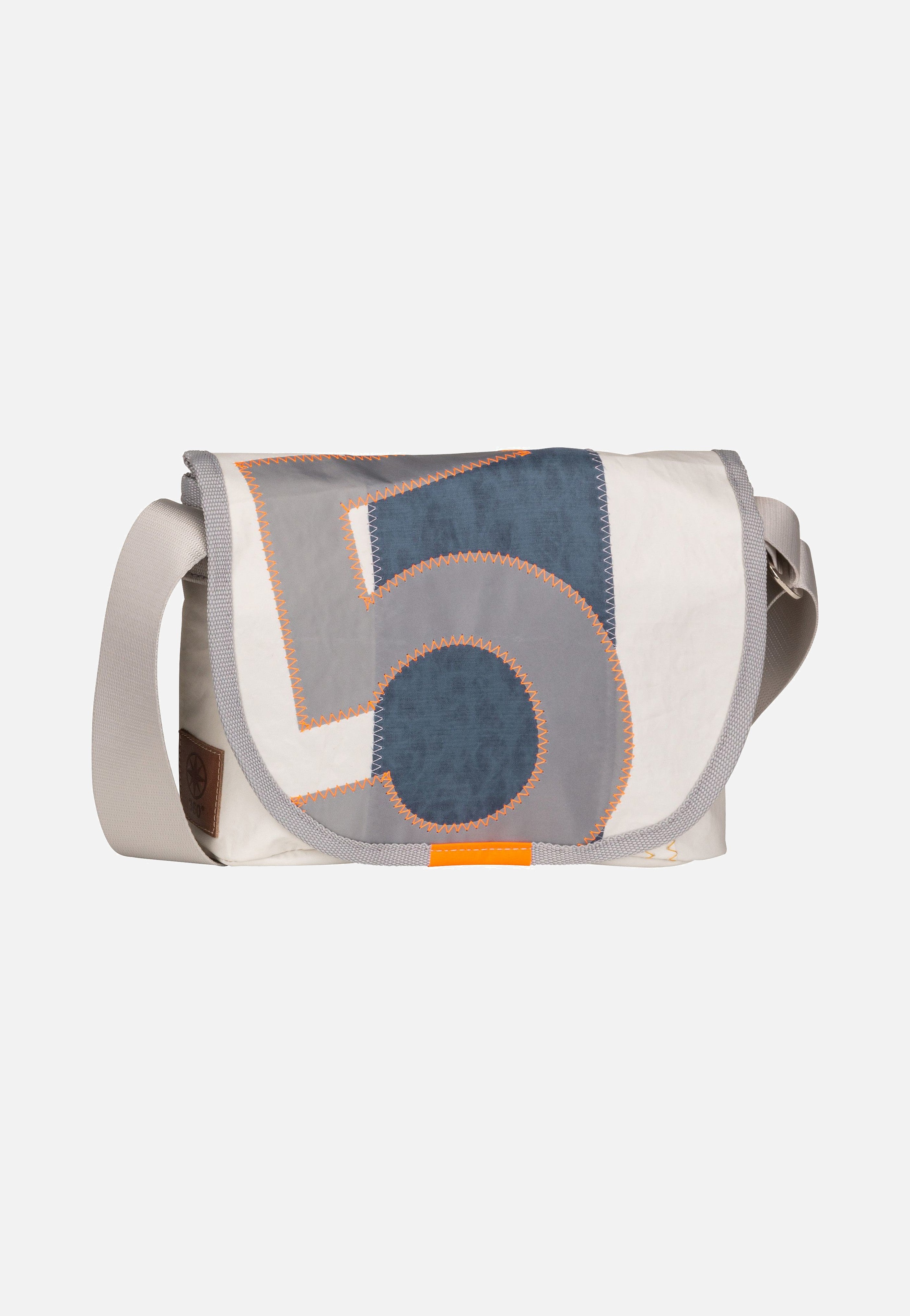 360Grad Perle Weiß/Streifen Blau/Zahl Hellgr Messenger Bag