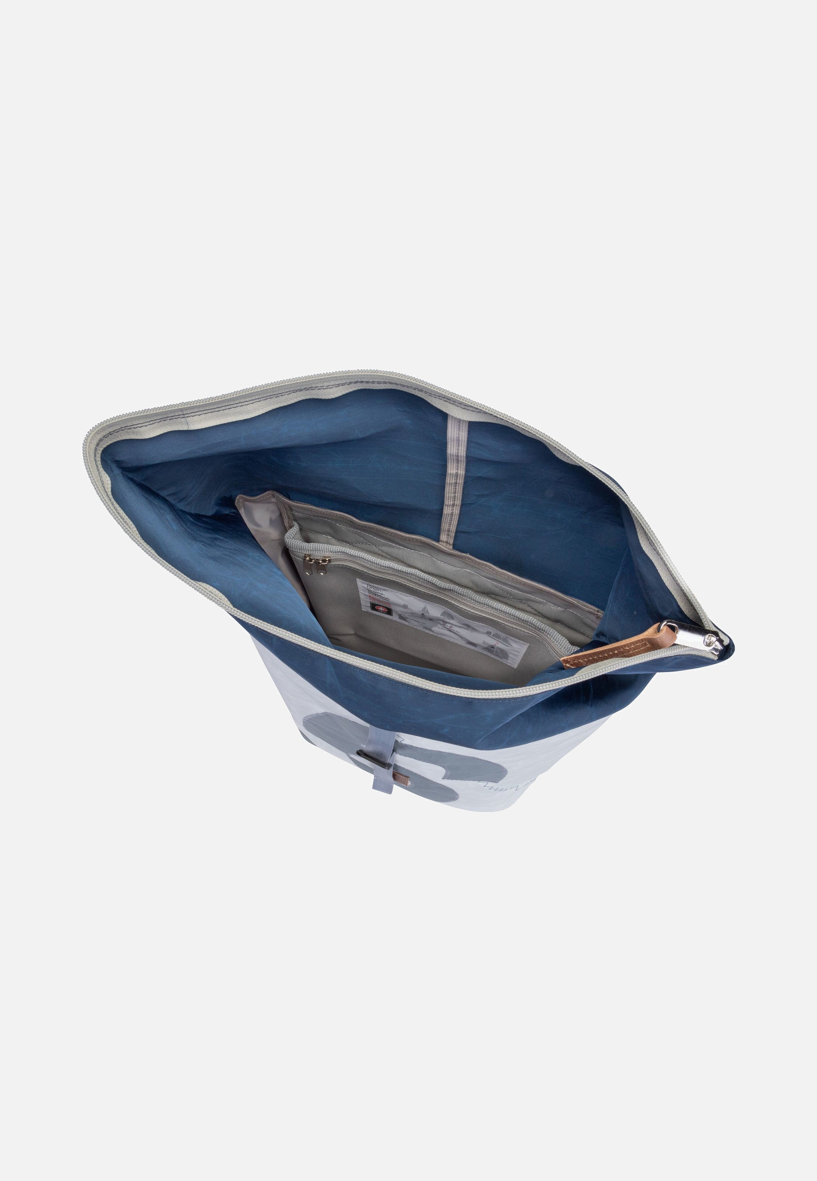 360Grad Tide Weiß/Blau/Zahl Hellgrau Rolltop Rucksack