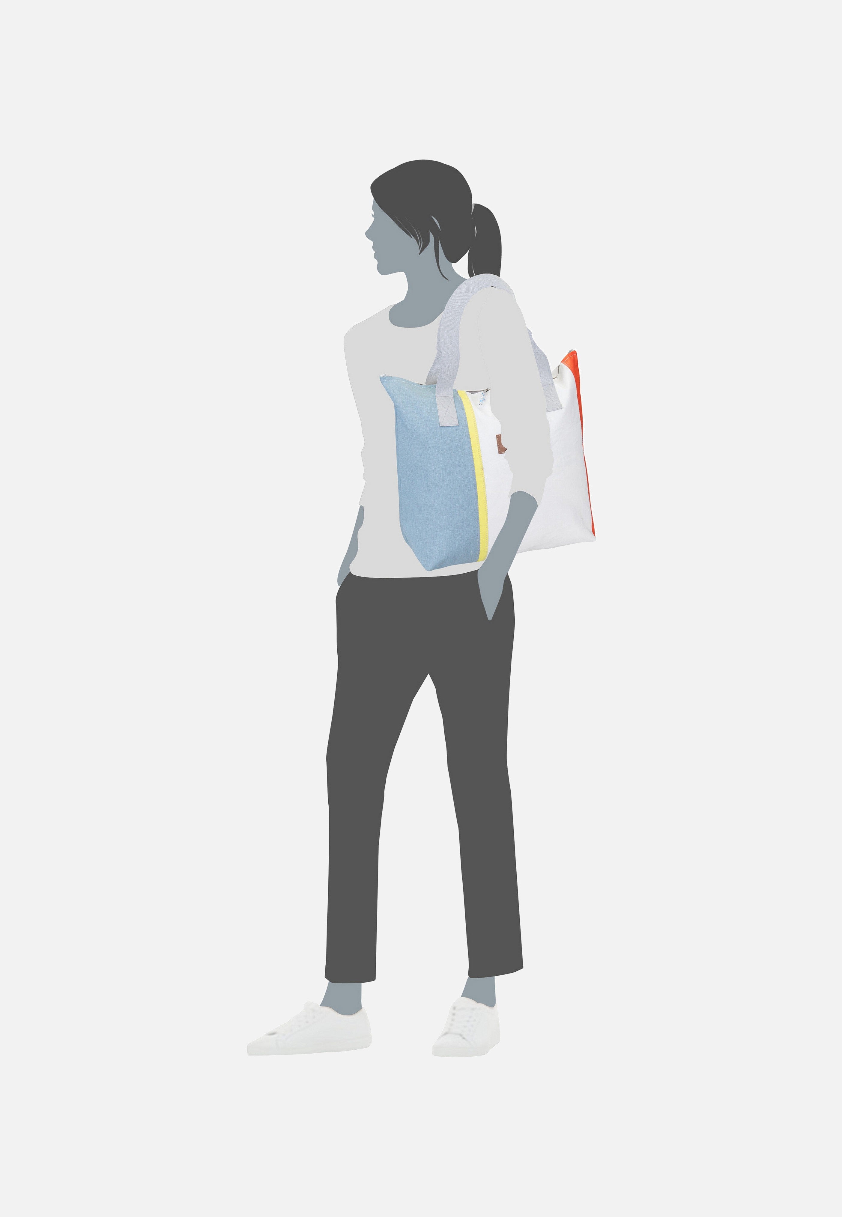 360Grad - Welle Weel-Weiß/Hellblau/Orange/Gelb - Shopper | Neutral-Image