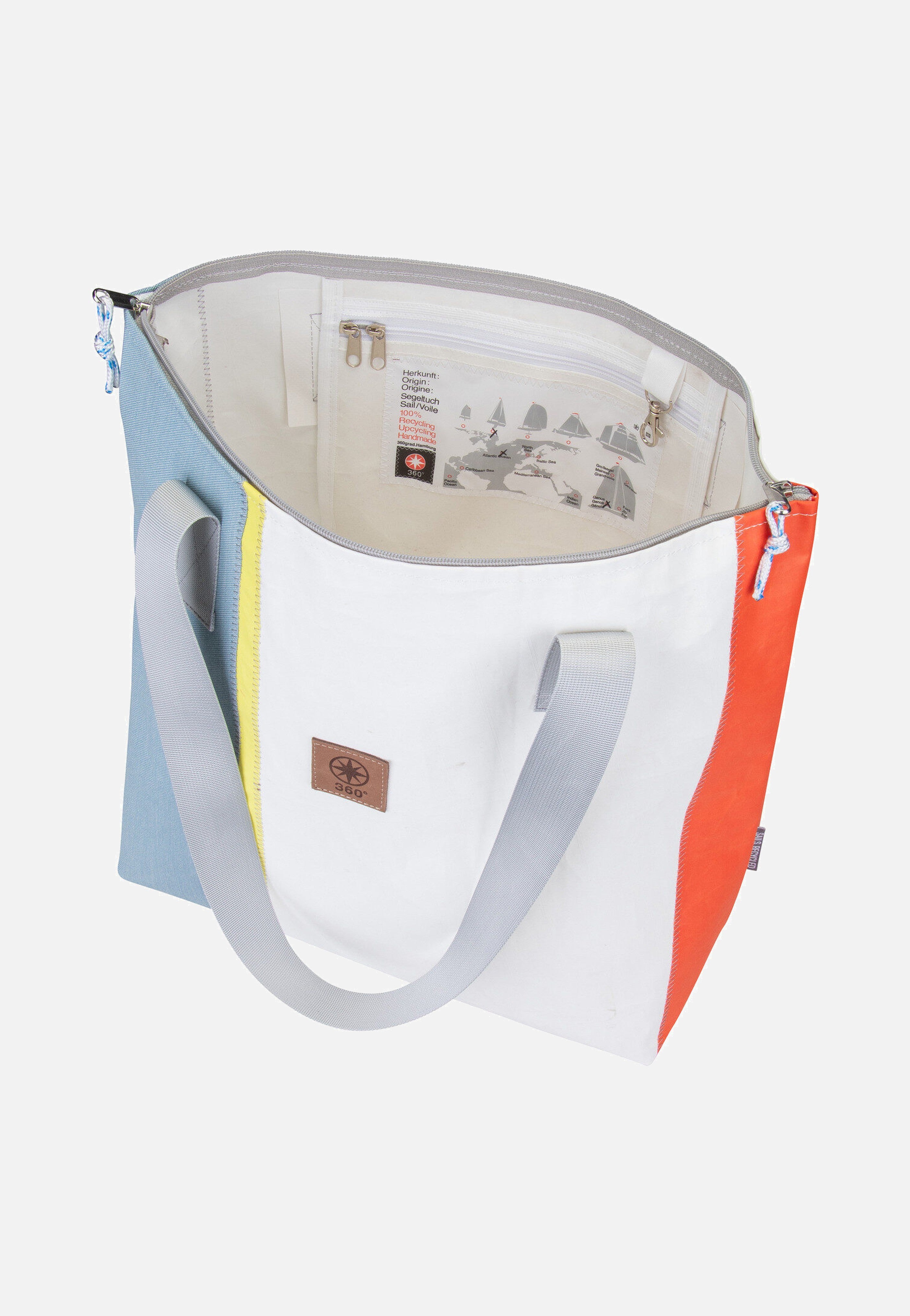 360Grad - Welle Weel-Weiß/Hellblau/Orange/Gelb - Shopper | Neutral-Image