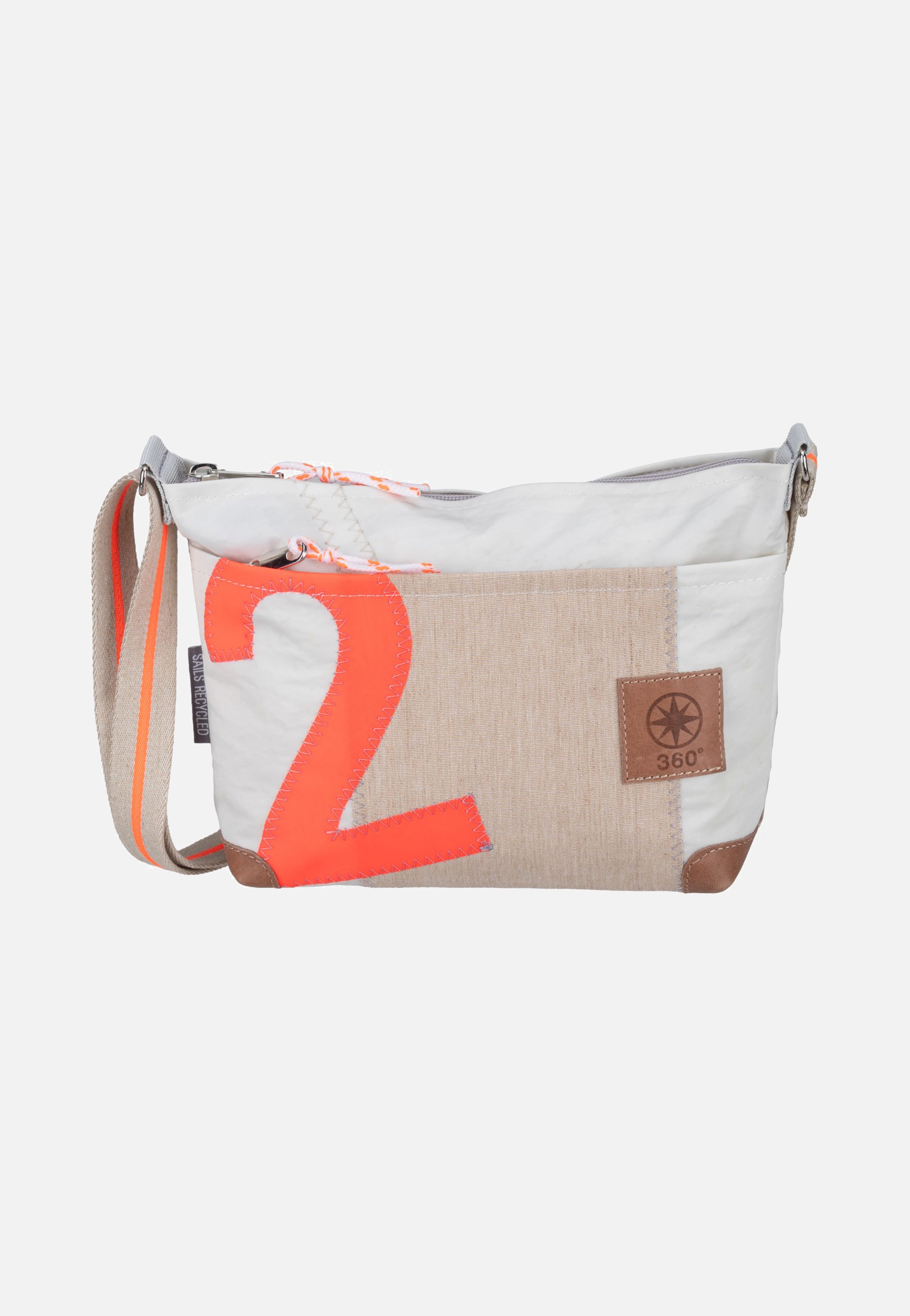 360Grad Deern Lütt Crossover Weiss/Sand/Zahl Orange Beuteltasche