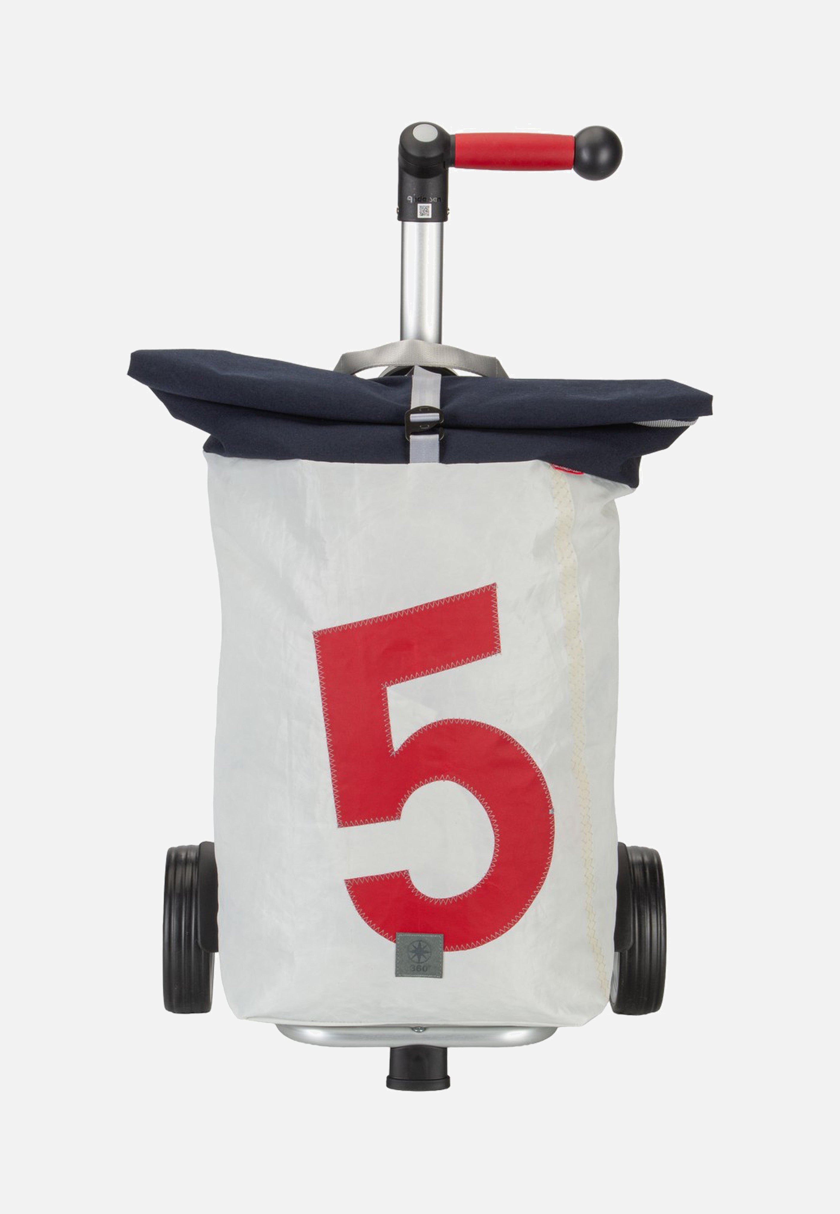 360Grad Steg Weiss/Navy/Zahl 5 Rot Shopping Trolley