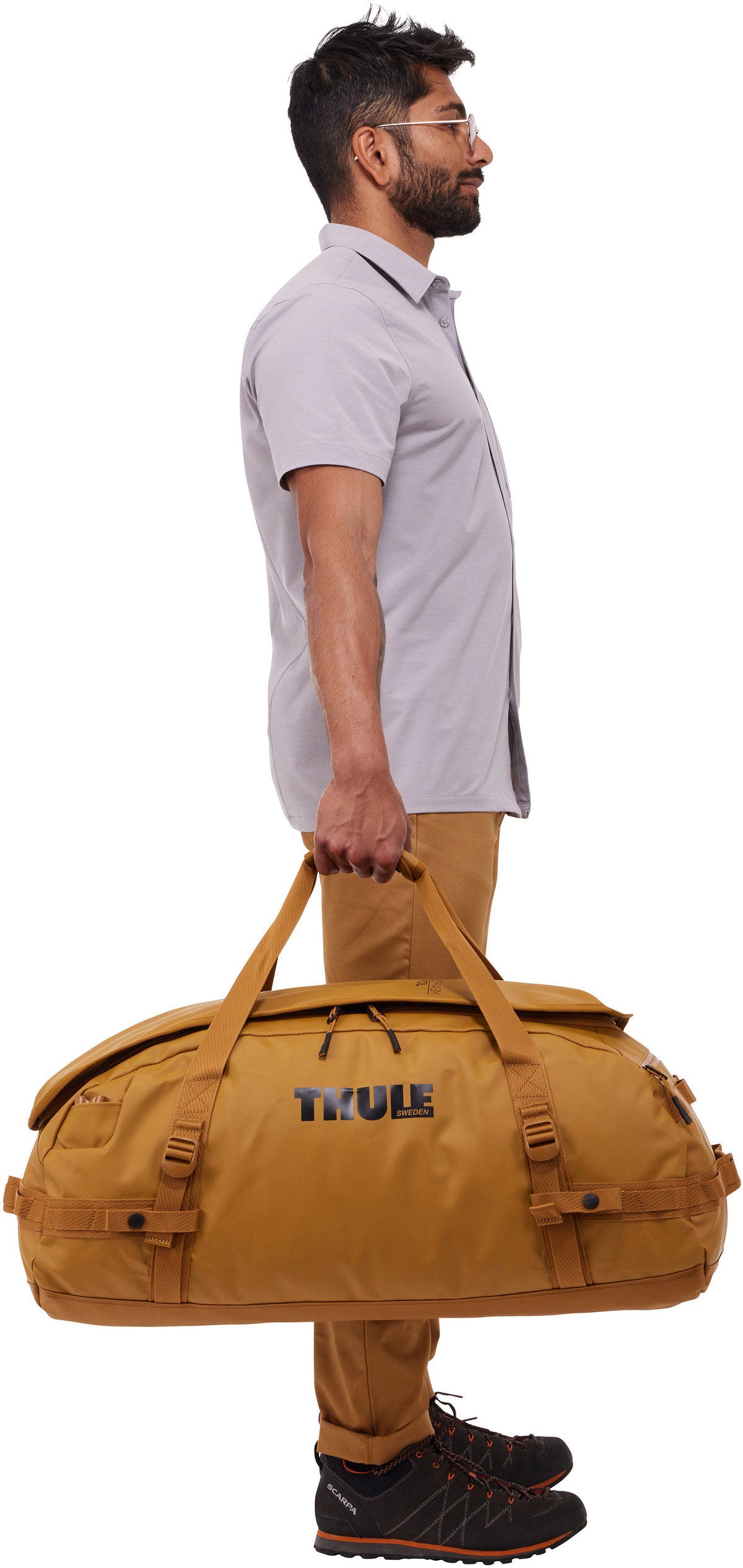 Thule Chasm 70L Deep Khaki Dufflebag – Silhouettenansicht