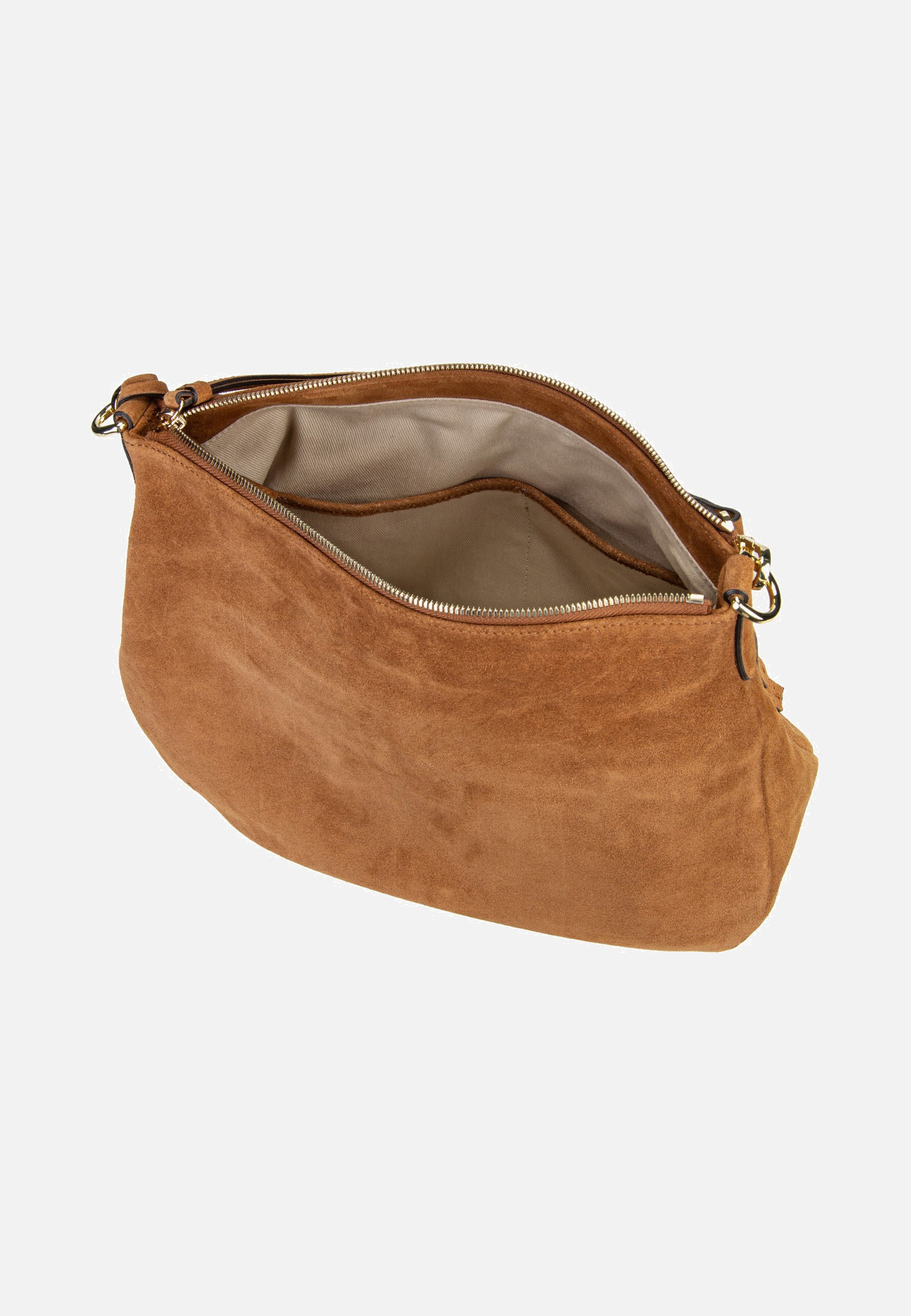 abro Juna Small Suede Cuoio Hobo Bag
