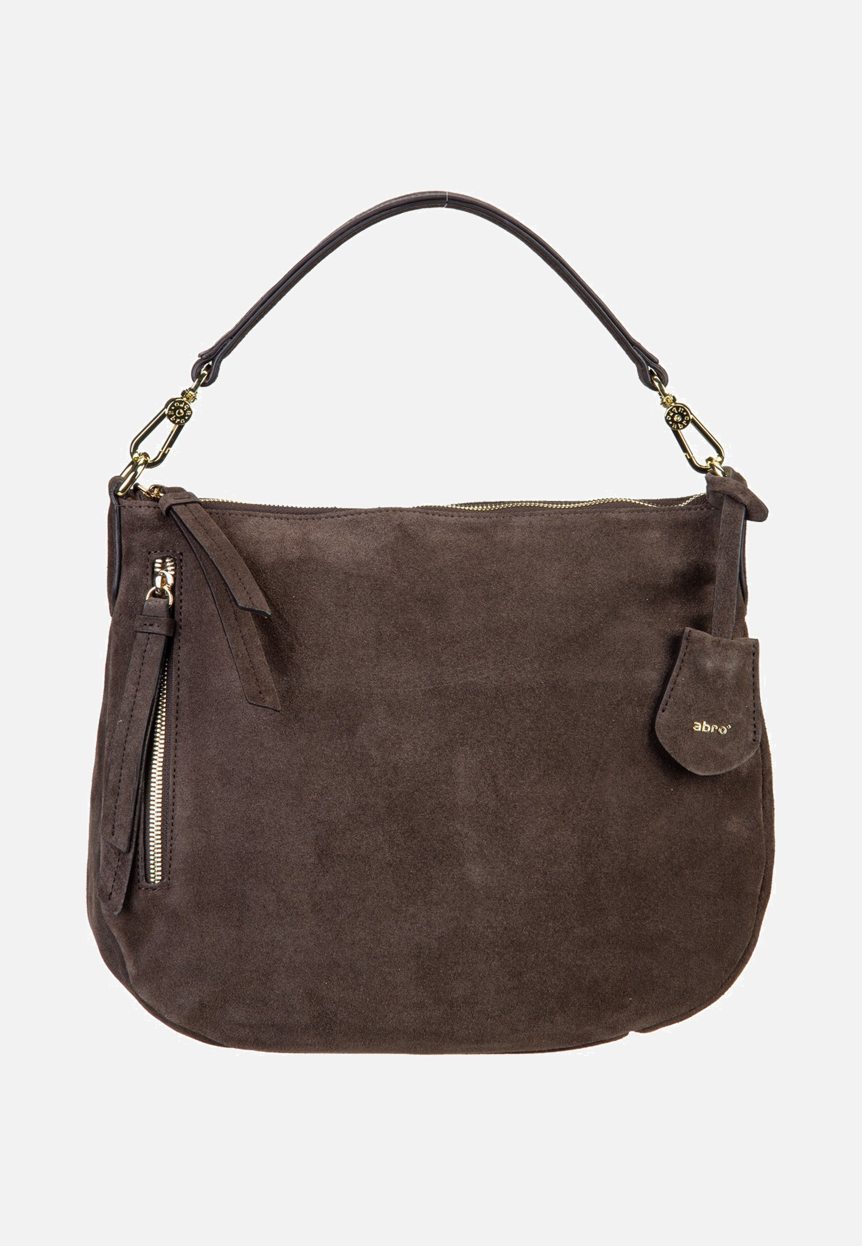 abro Juna Small Suede Dark Brown Hobo Bag