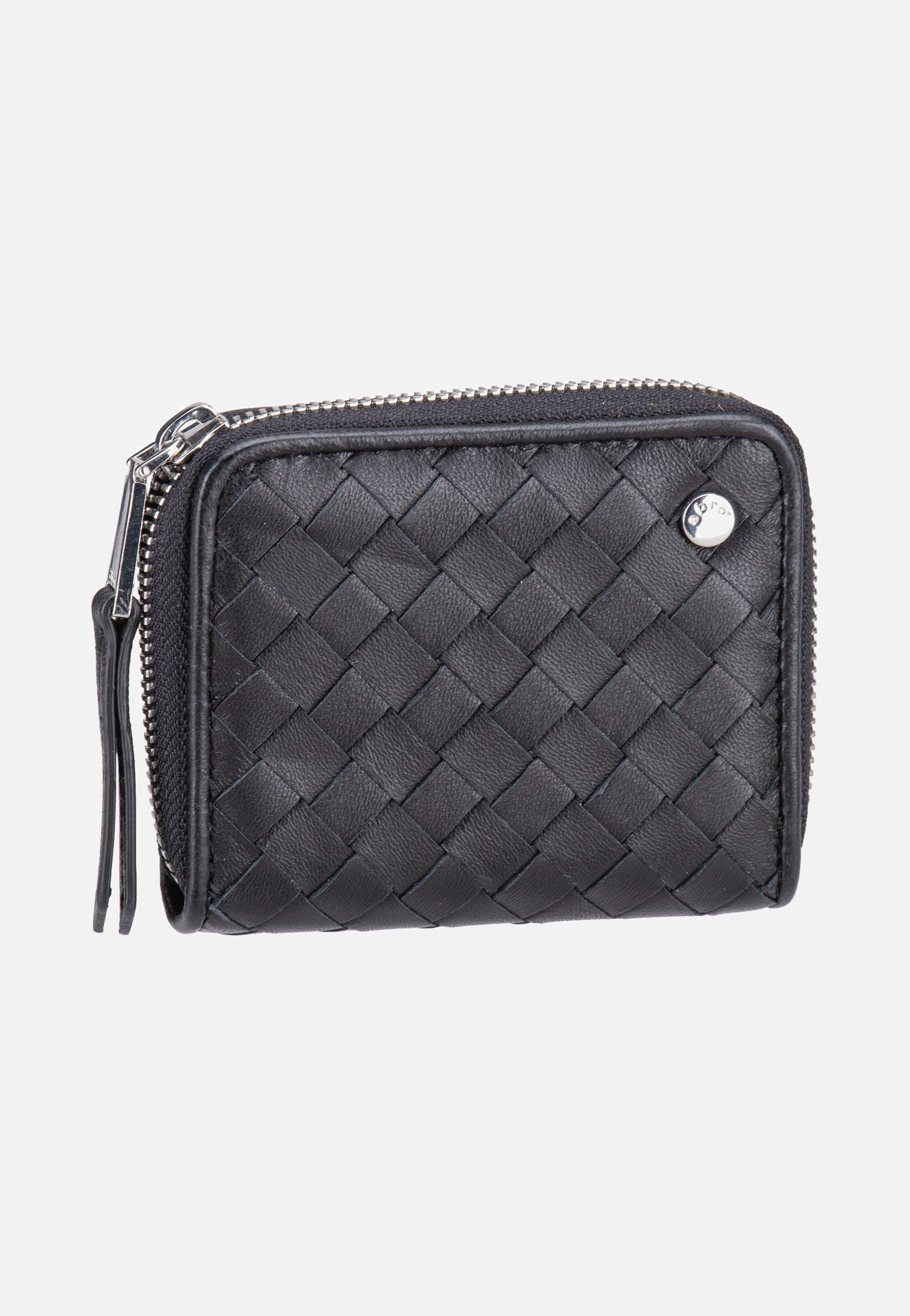 abro Piuma Weaving Mini Wallet Black/Nickel Portemonnaie