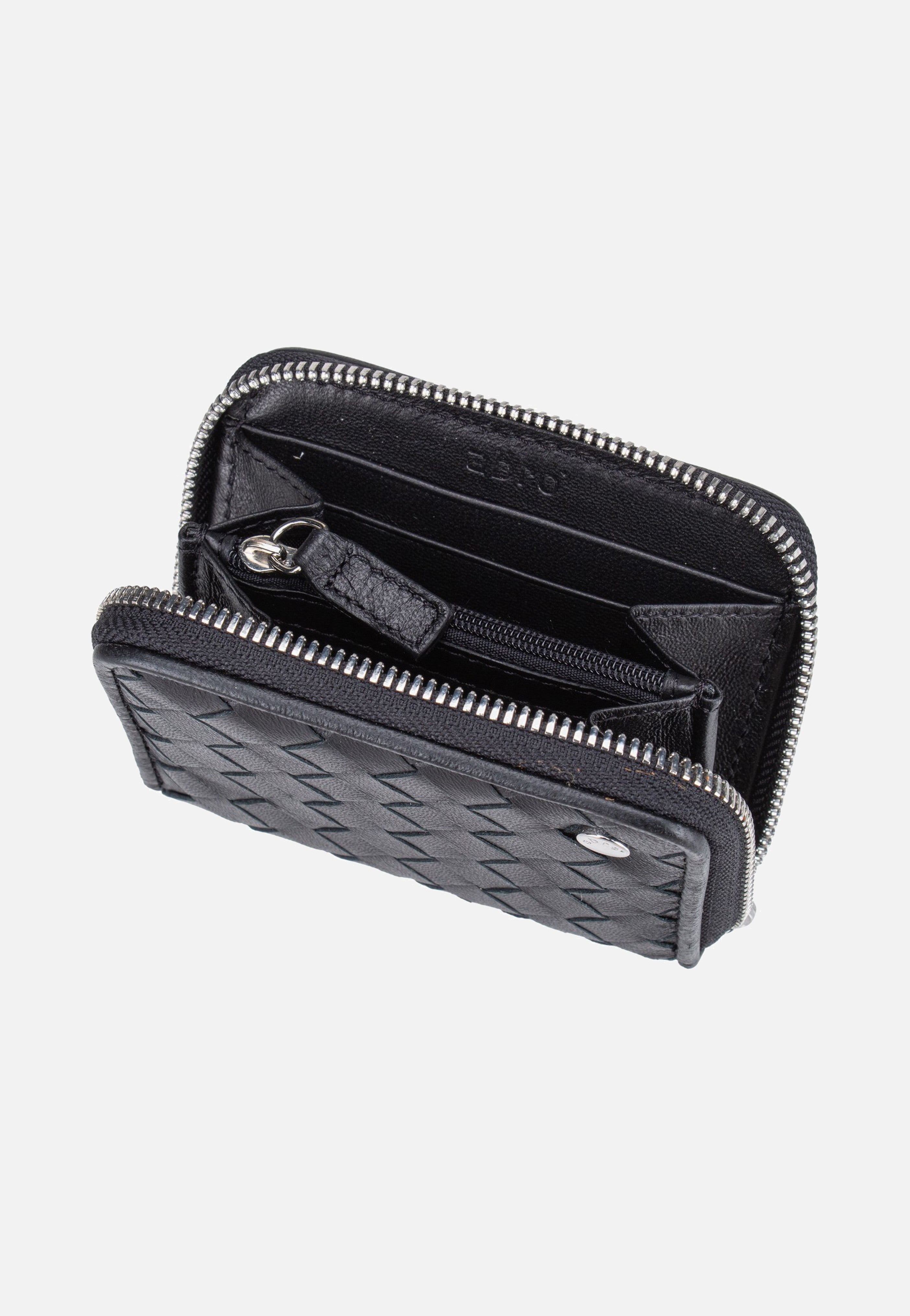 abro Piuma Weaving Mini Wallet Black/Nickel Portemonnaie
