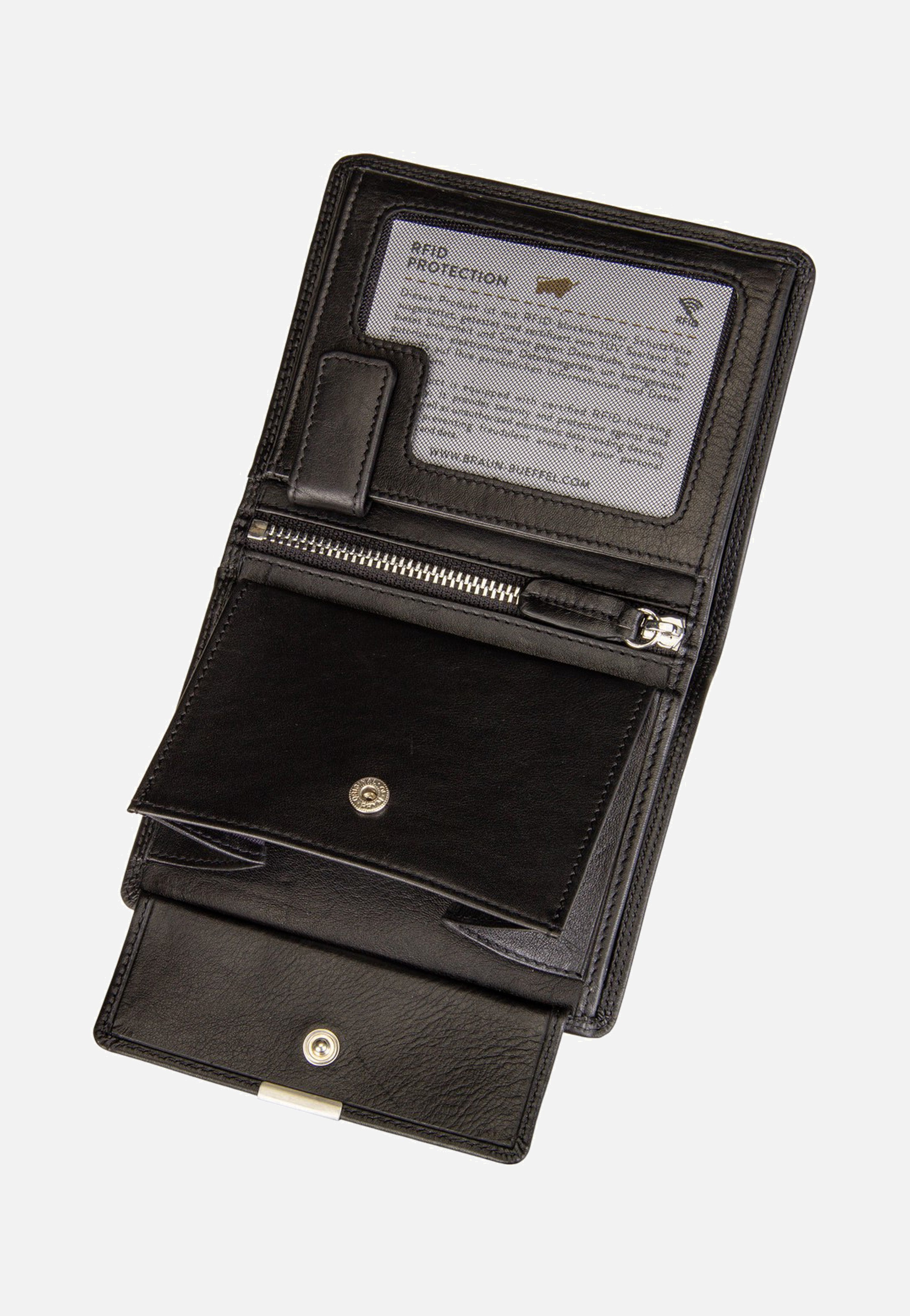 Braun Büffel Golf RFID Coin Wallet H 7Cs + Loop Black Portemonnaie