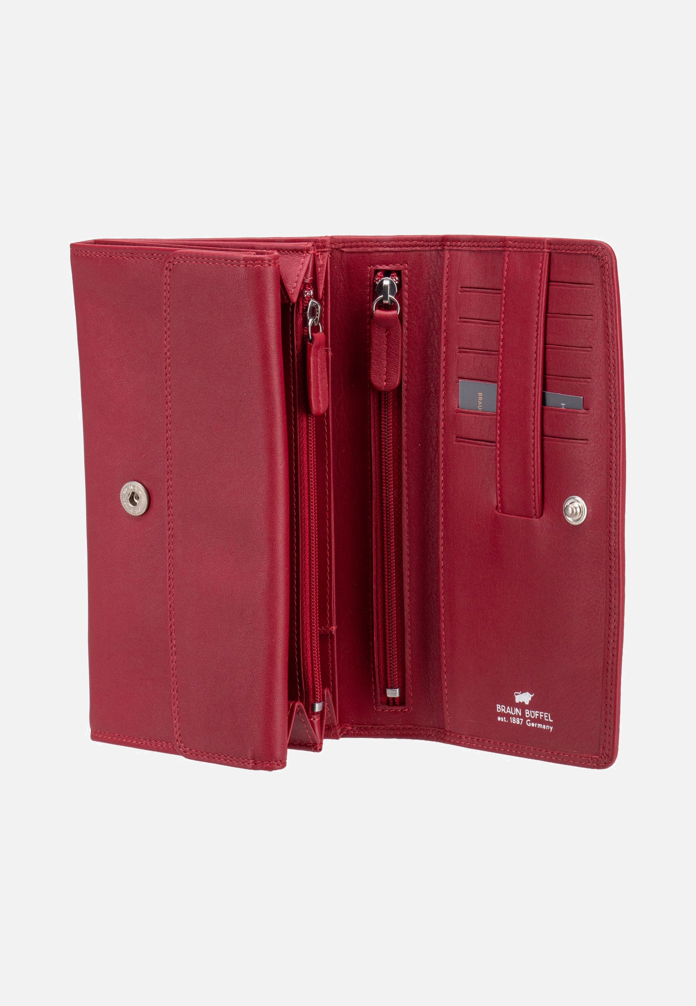Braun Büffel Golf RFID Wallet L 9Cs Red Portemonnaie