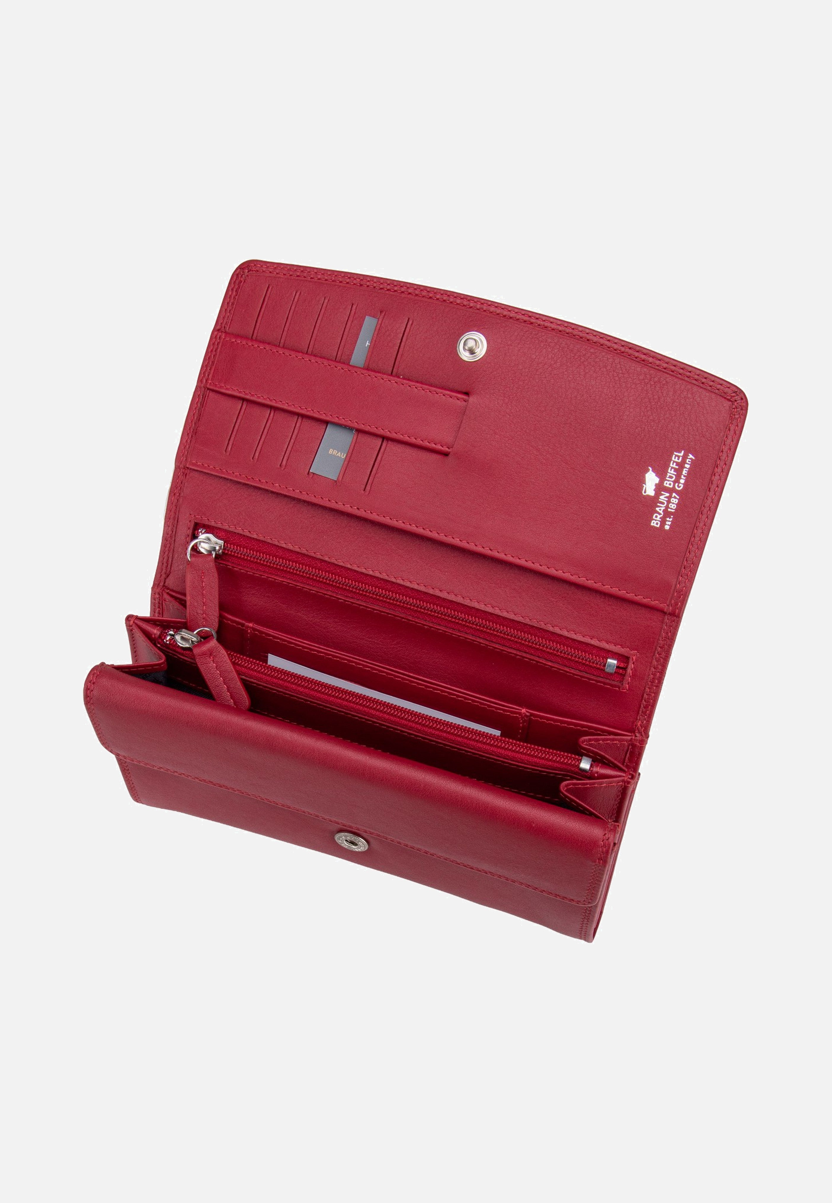 Braun Büffel Golf RFID Wallet L 9Cs Red Portemonnaie