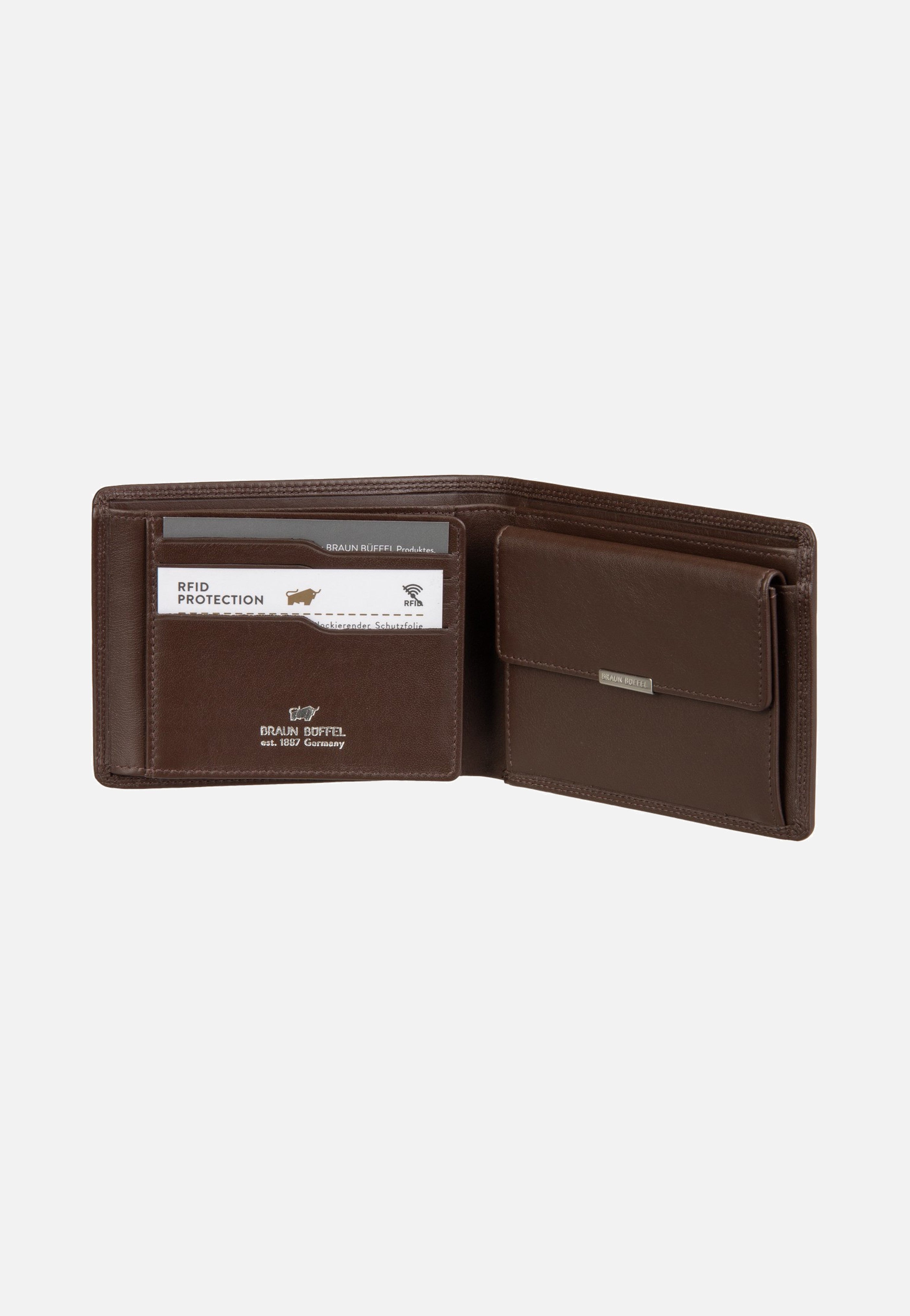 Braun Büffel Golf RFID Coin Wallet 8Cs Braun Portemonnaie