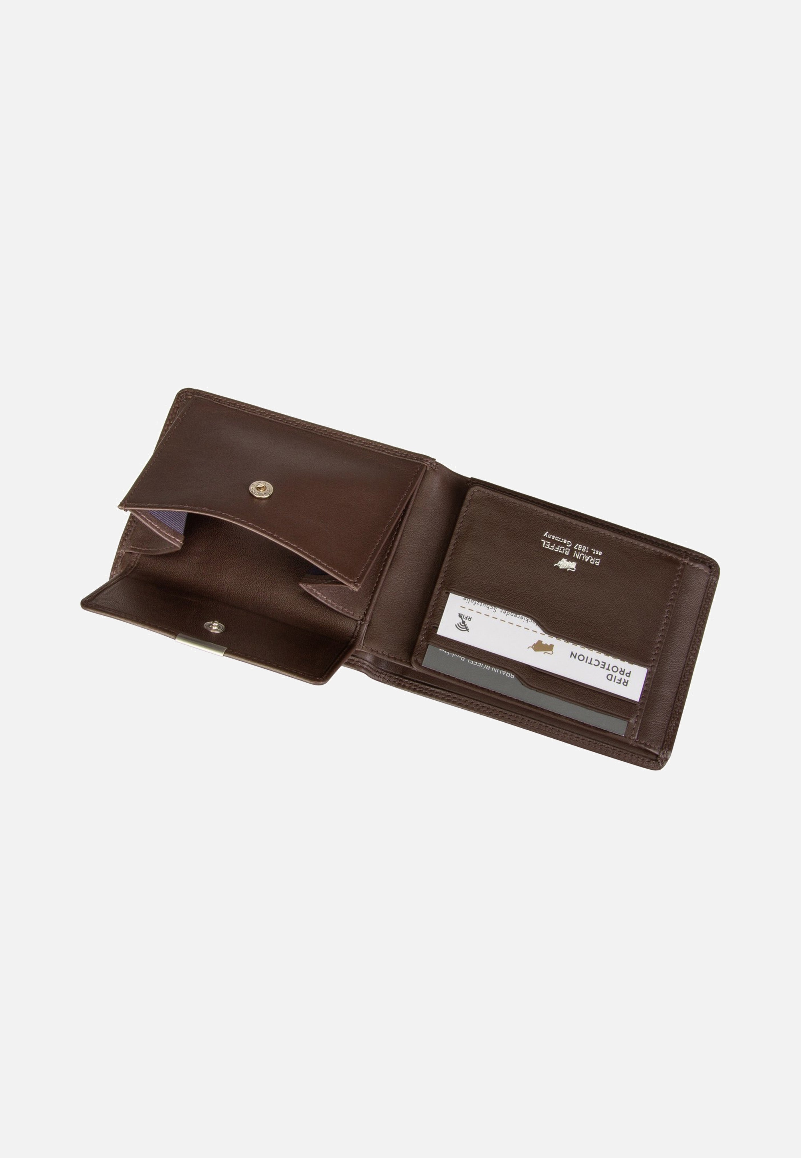 Braun Büffel Golf RFID Coin Wallet 8Cs Braun Portemonnaie