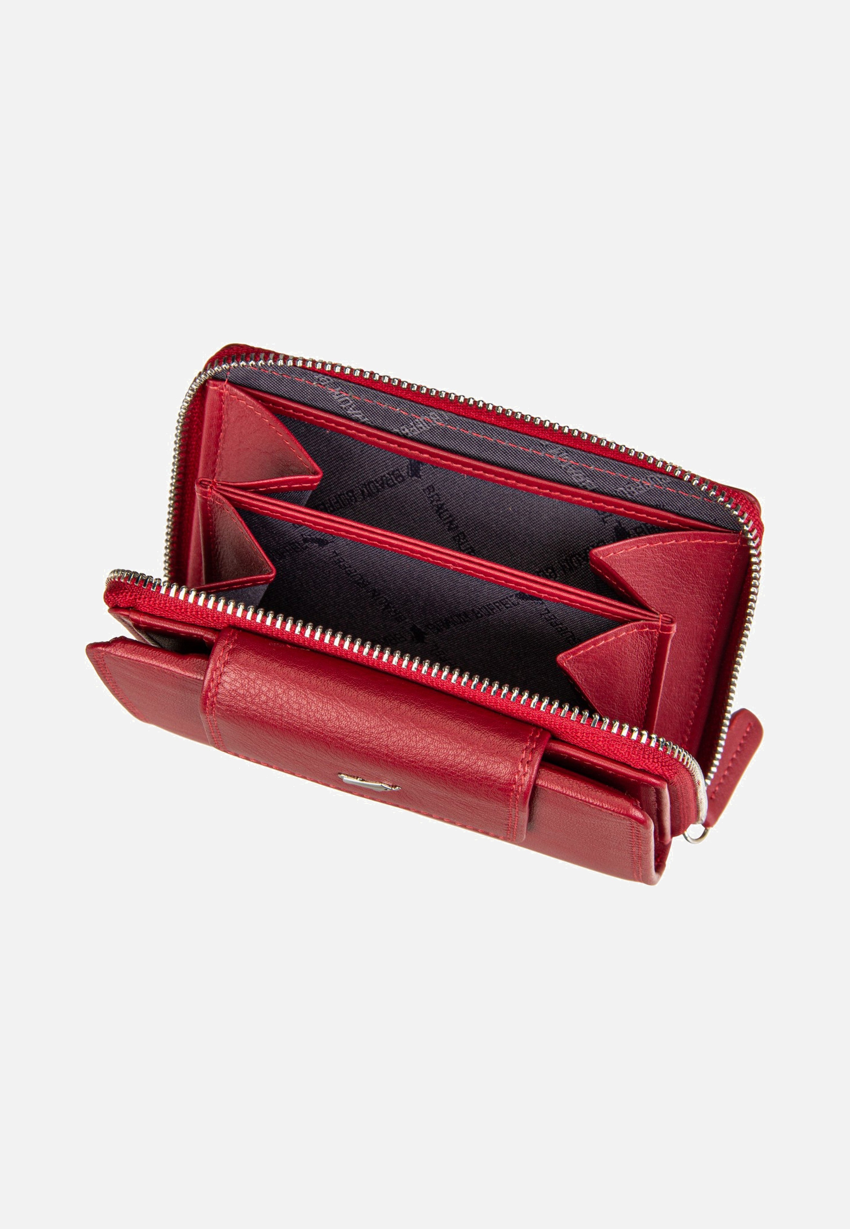 Braun Büffel Golf RFID Zip-Wallet M 12Cs Red Portemonnaie