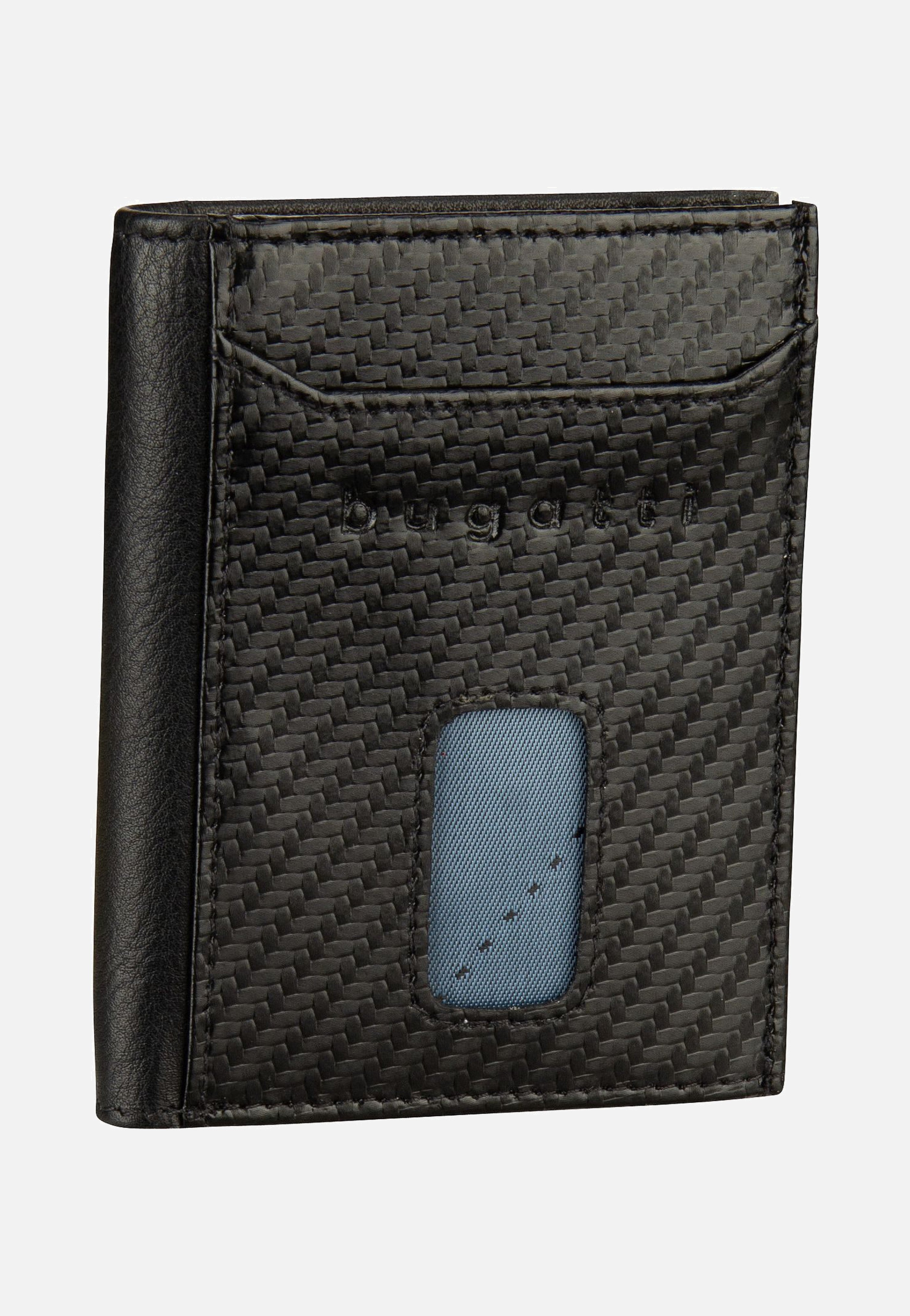 bugatti Secure Slim Mini Portemonnee Speciaal, muntzakje met rits, RFID, leer, zwart nappa bugatti Secure Slim Mini Portemonnee Speciaal, muntzakje met rits, RFID, leer, zwart nappa