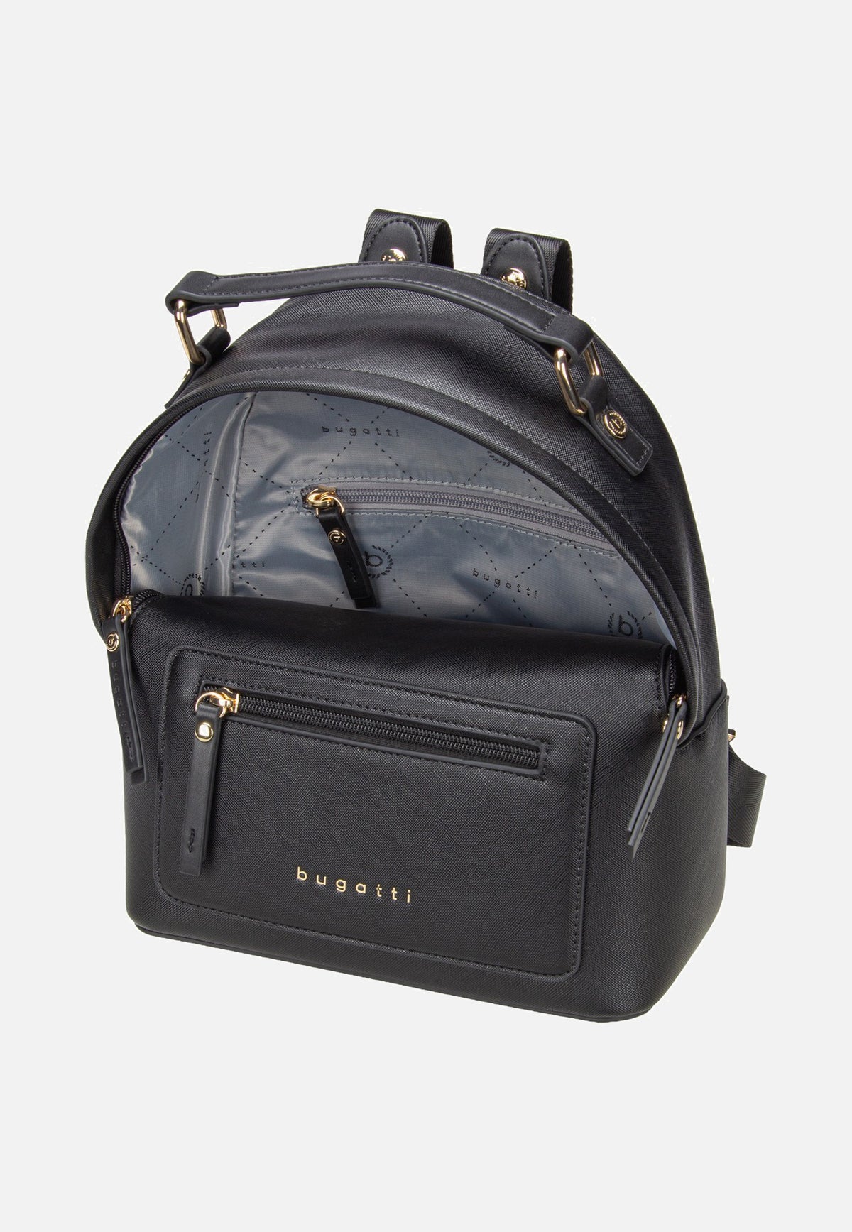 Bugatti Ella Saffiano Backpack Small Black Rucksack