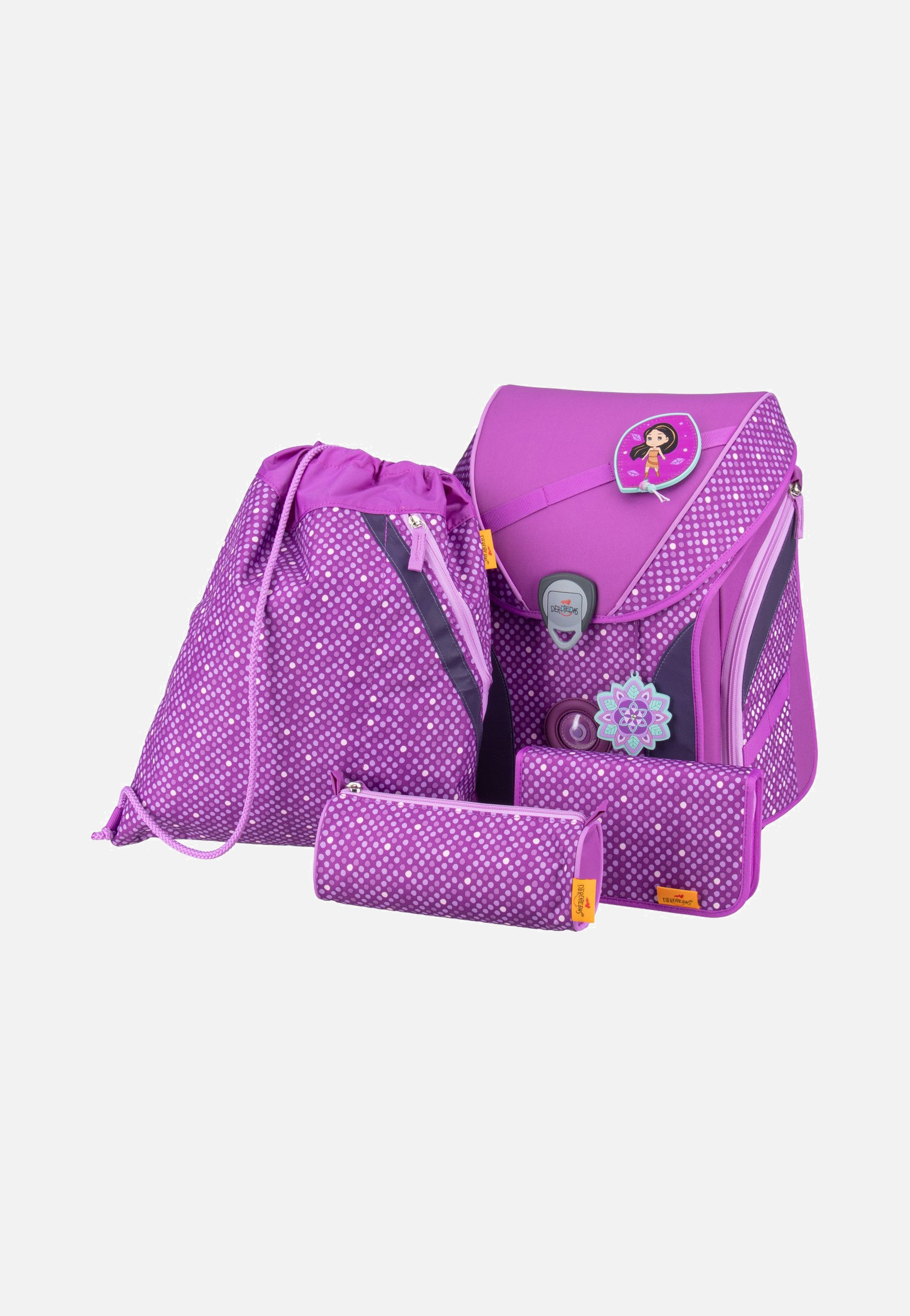 DerDieDas ErgoFlex MAX Set 2 Purple Dots School Rucksack