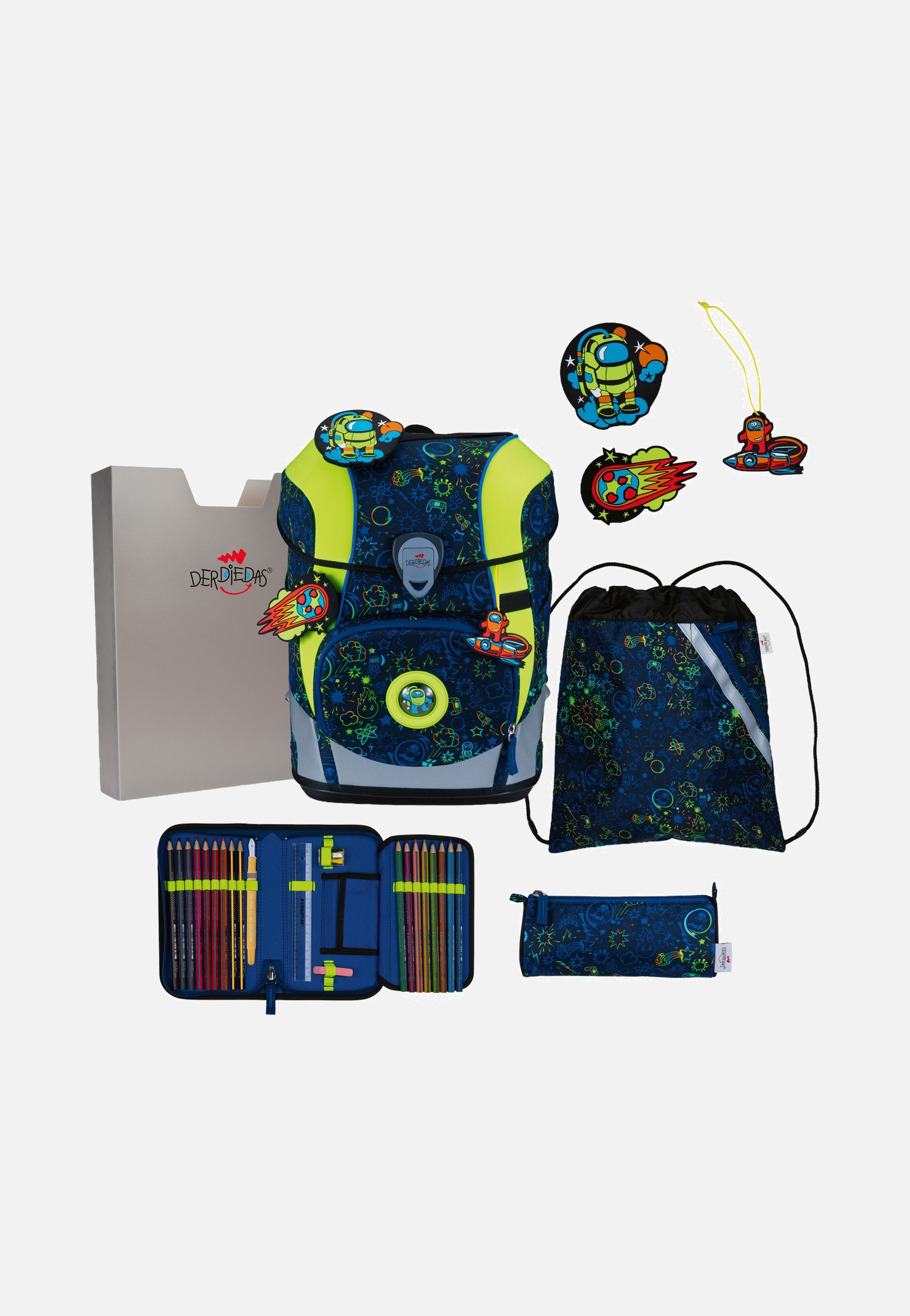 DerDieDas - ErgoFlex Tiny Set Neon Crazy - School Backpack | Neutral-Image