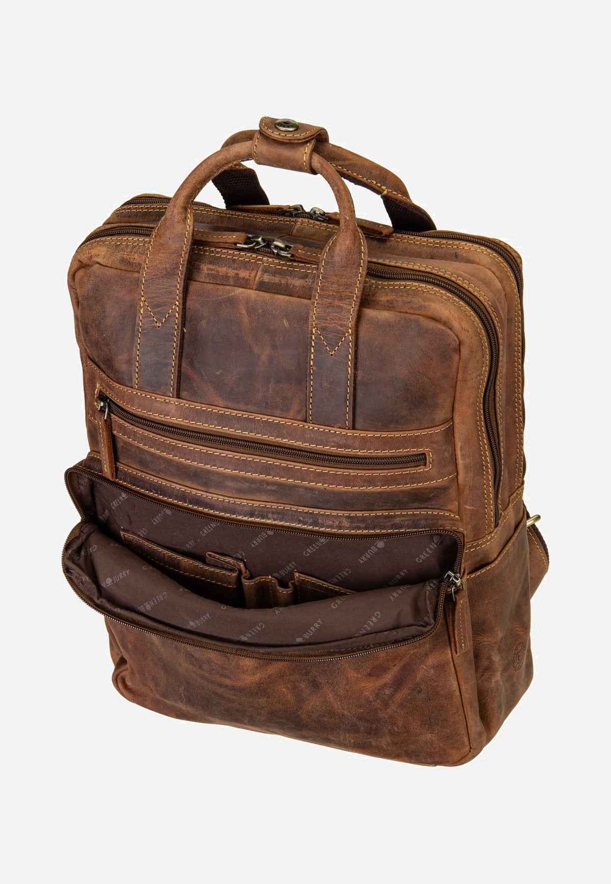 Greenburry Vintage Leder Sattelbraun Rucksack